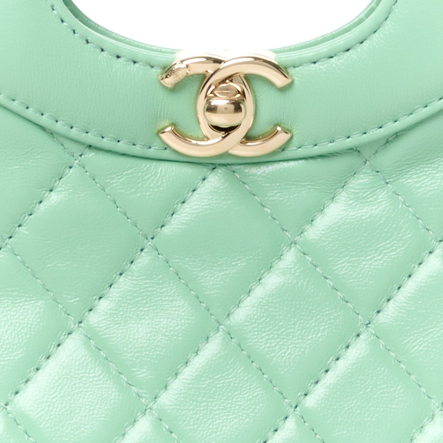 Shiny Lambskin Quilted Mini 31 Shopping Bag Light Green