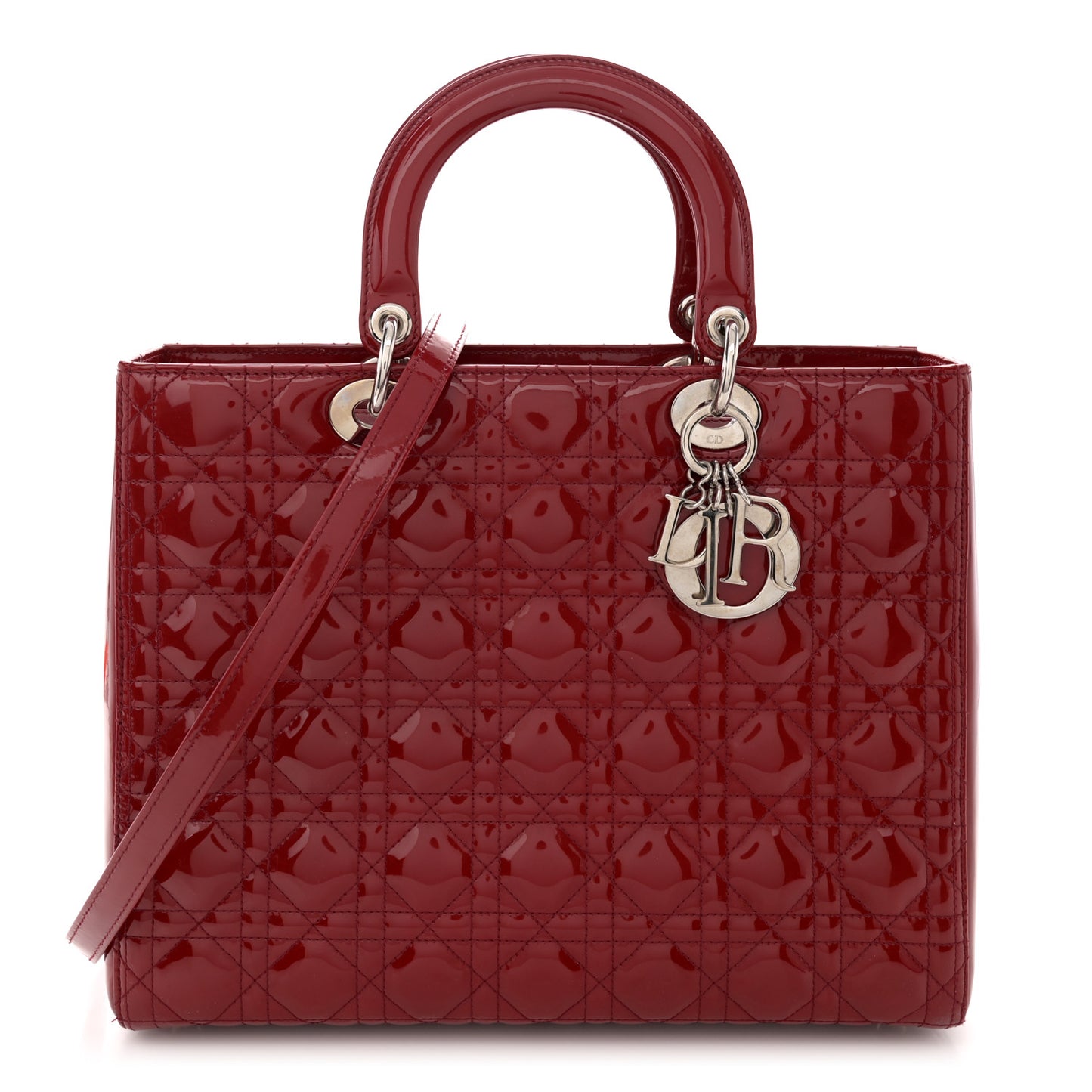 Patent Cannage Large Lady Dior Red