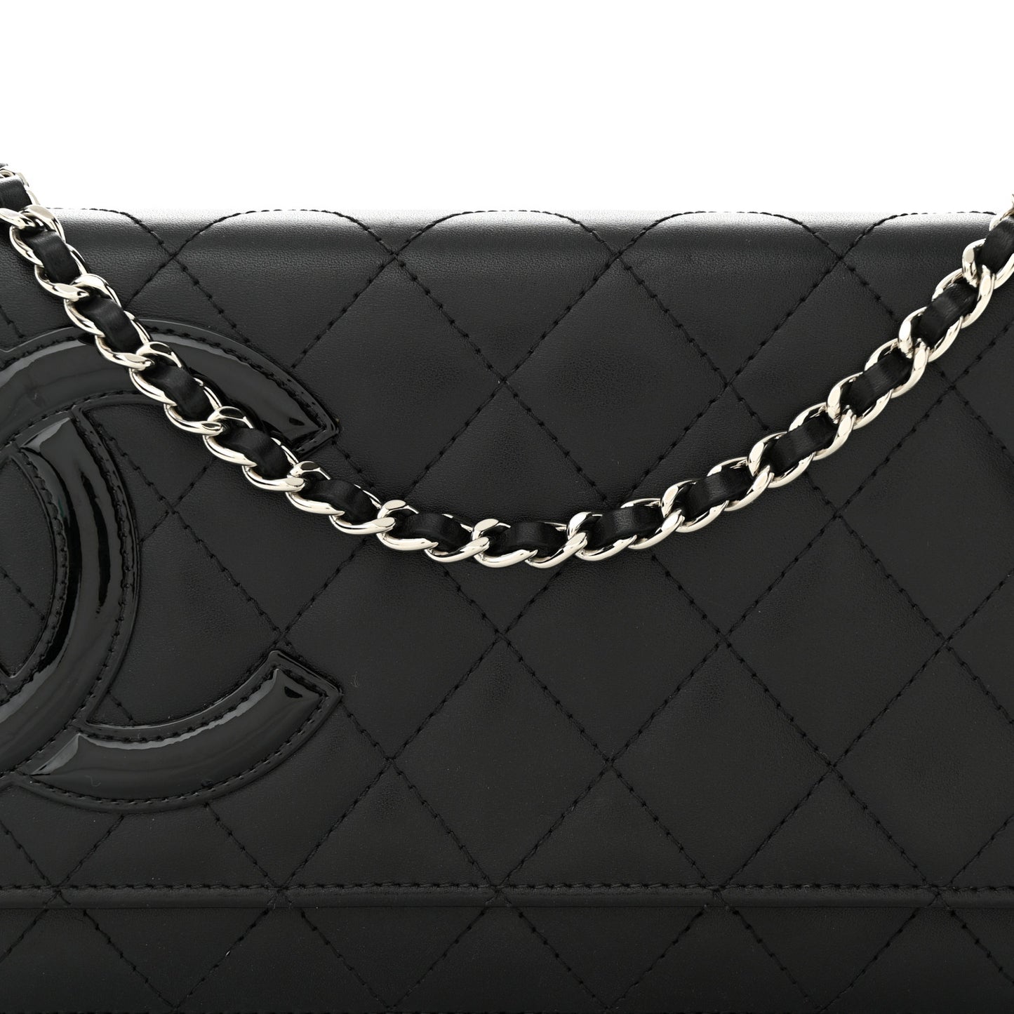 Calfskin Quilted Cambon Wallet on Chain WOC Black