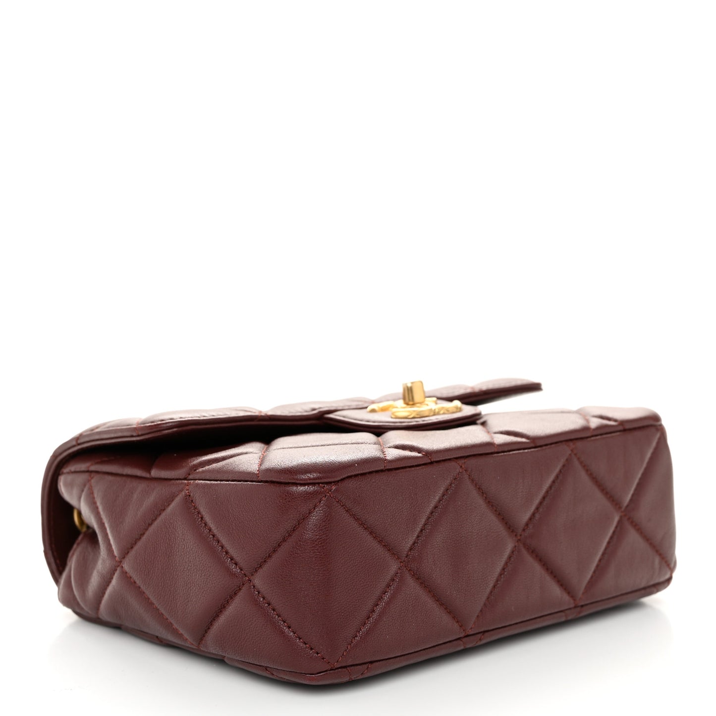 Lambskin Quilted Mini Logo Square Flap Burgundy