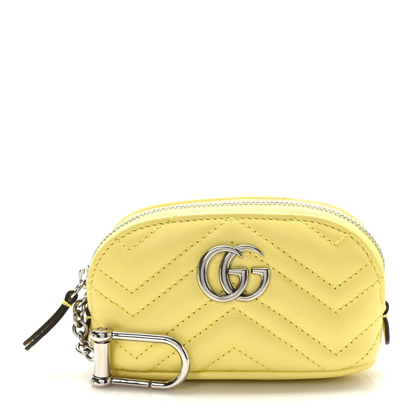 Calfskin Matelasse GG Marmont Key Pouch Banana