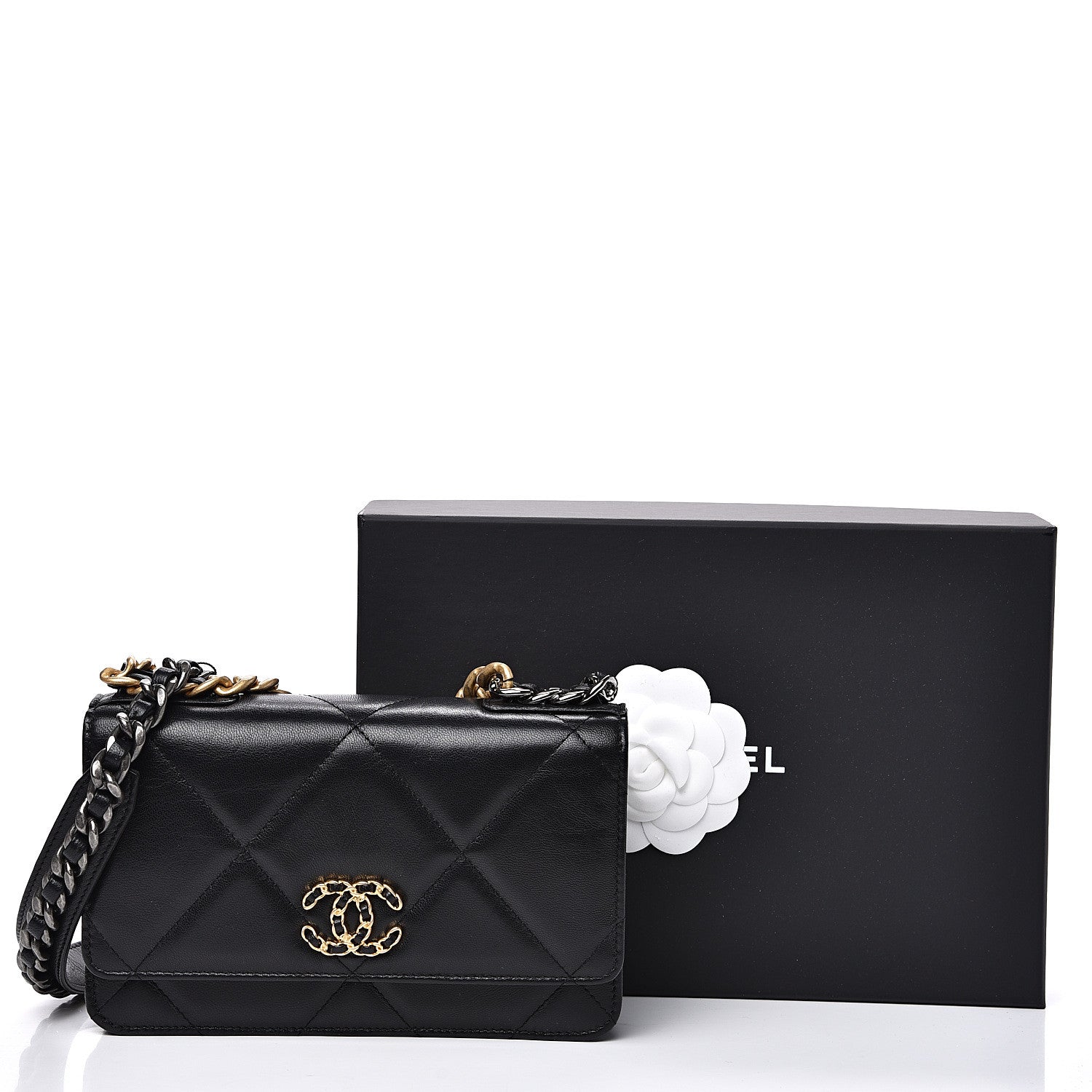 Chanel Goatskin Quilted 19 Wallet On Chain WOC Black 11 of 11