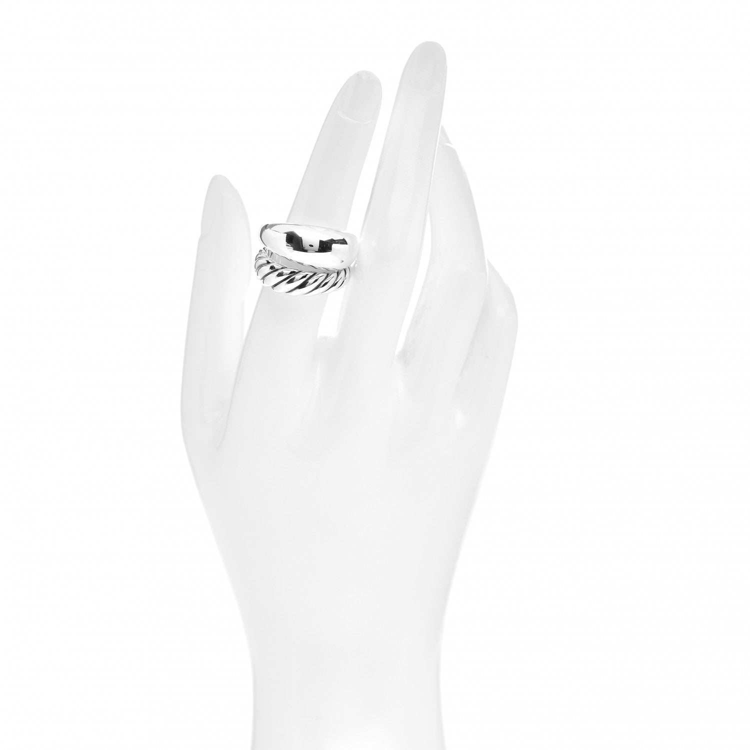 David Yurman Sterling Silver 17mm Pure Form Two Row Ring 54 6.75 2 of 4