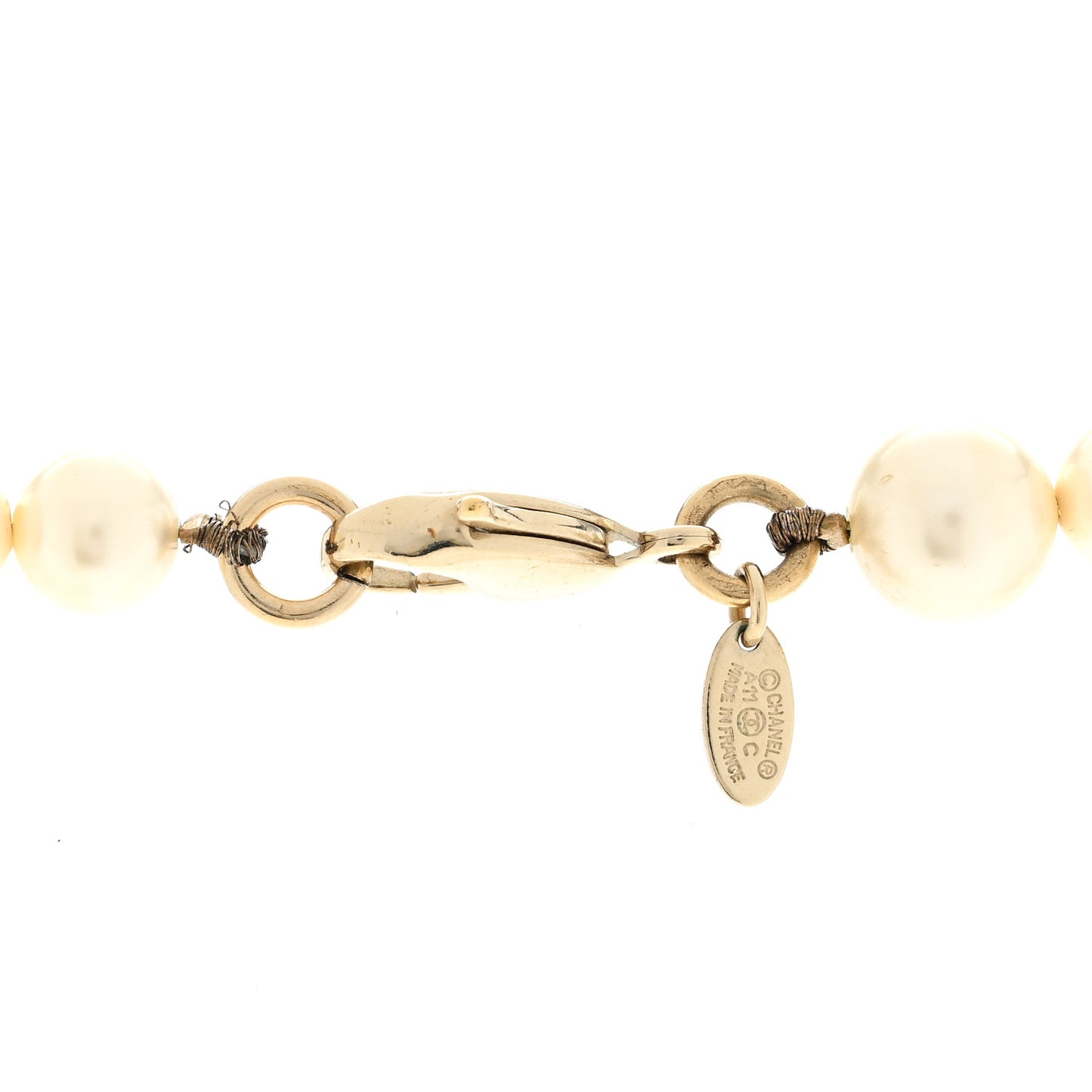 Pearl Crystal CC Choker Necklace Gold
