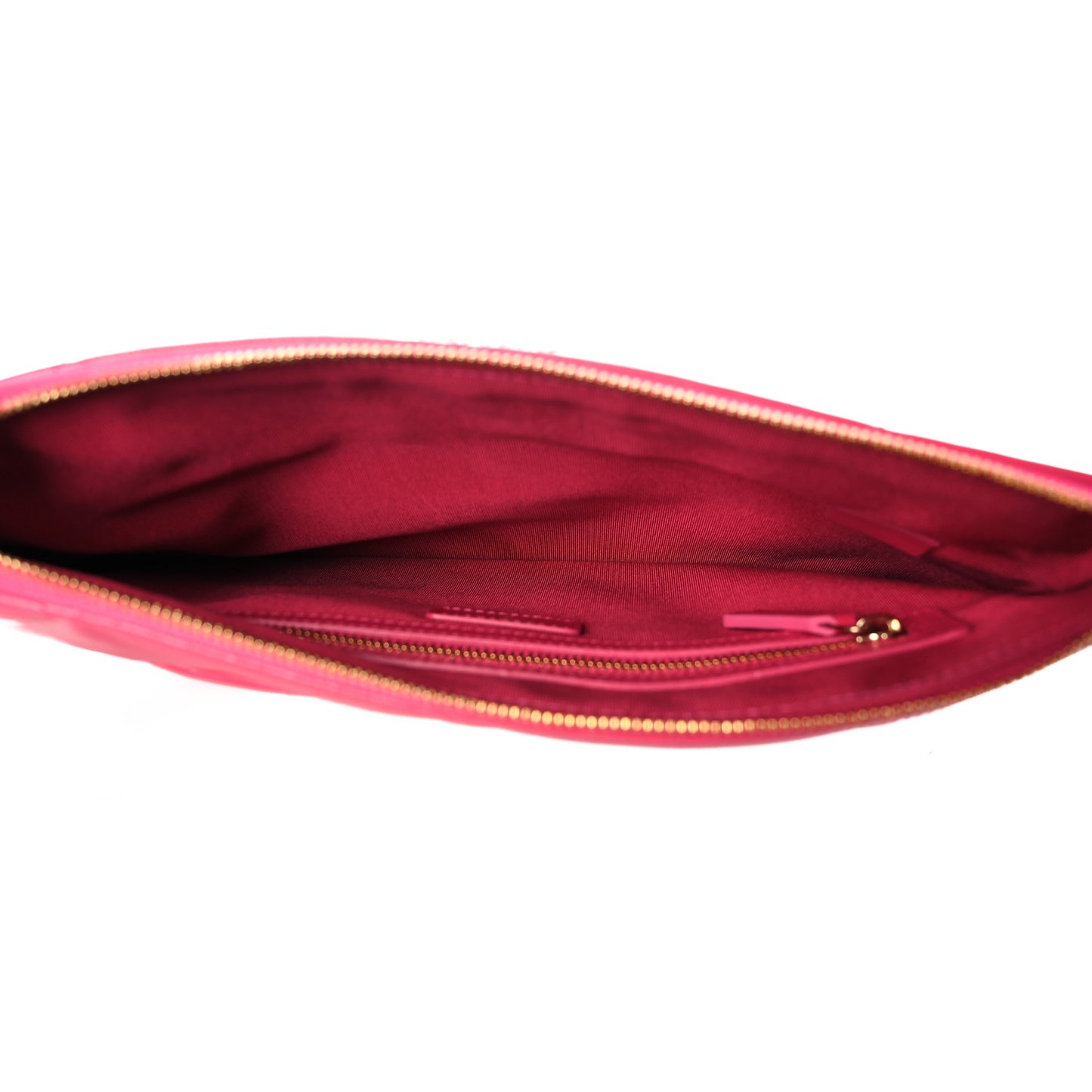 Shiny Goatskin Quilted Chanel 19 Pouch Dark Pink