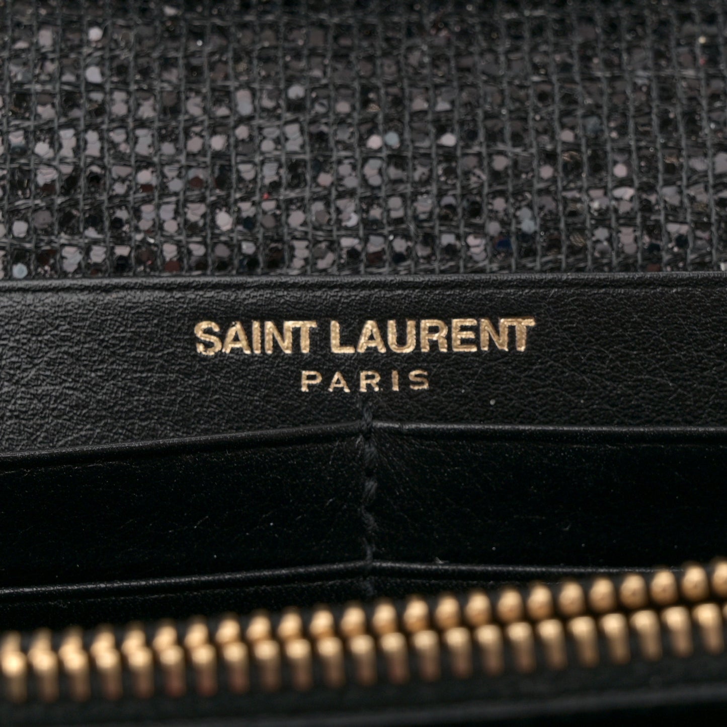Glitter Classic Monogram Galactica Chain Wallet Black