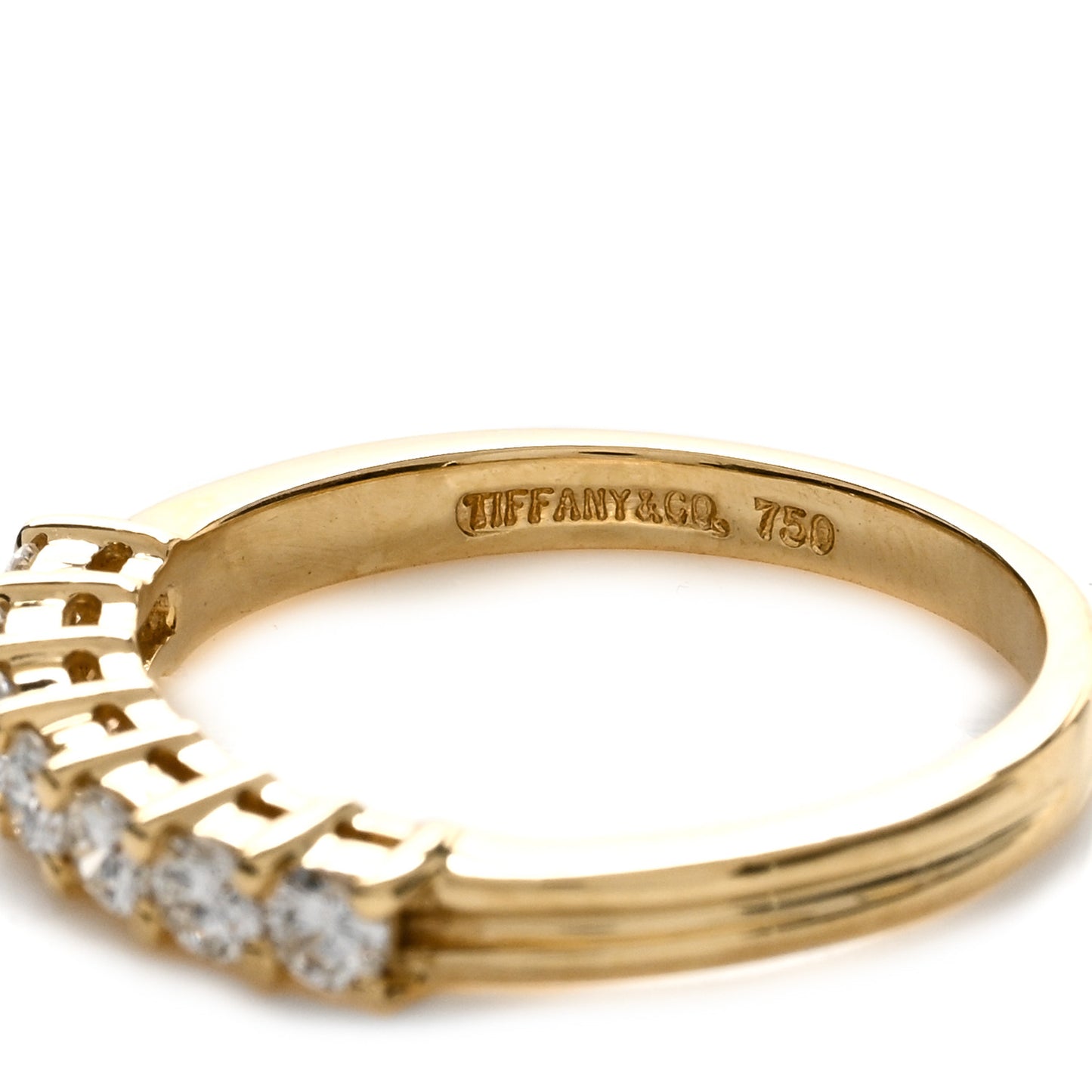 18K Yellow Gold Diamond 3mm Half Circle Embrace Band Ring 50 5.5