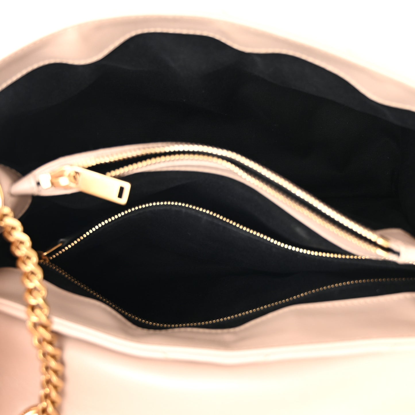 Calfskin Y Quilted Monogram Medium Loulou Chain Satchel Light Natural