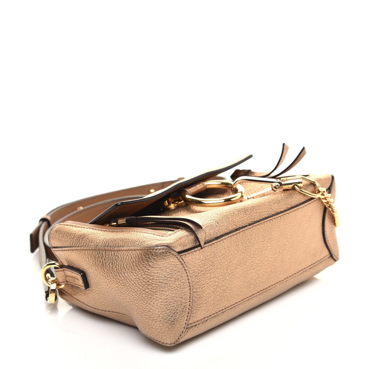 Metallic Calfskin Mini Faye Day Shoulder Bag Gold