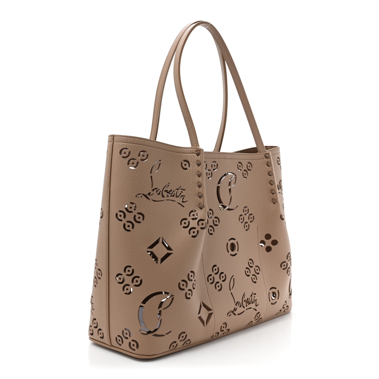 Calfskin Perforated Loubinthesky Large Cabarock Spikes Tote Roca