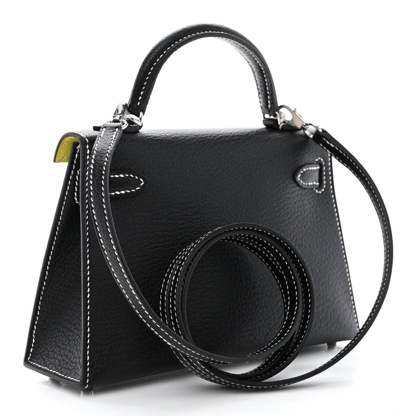 Chevre Mysore Horseshoe Mini Kelly Sellier 20 Black Lime