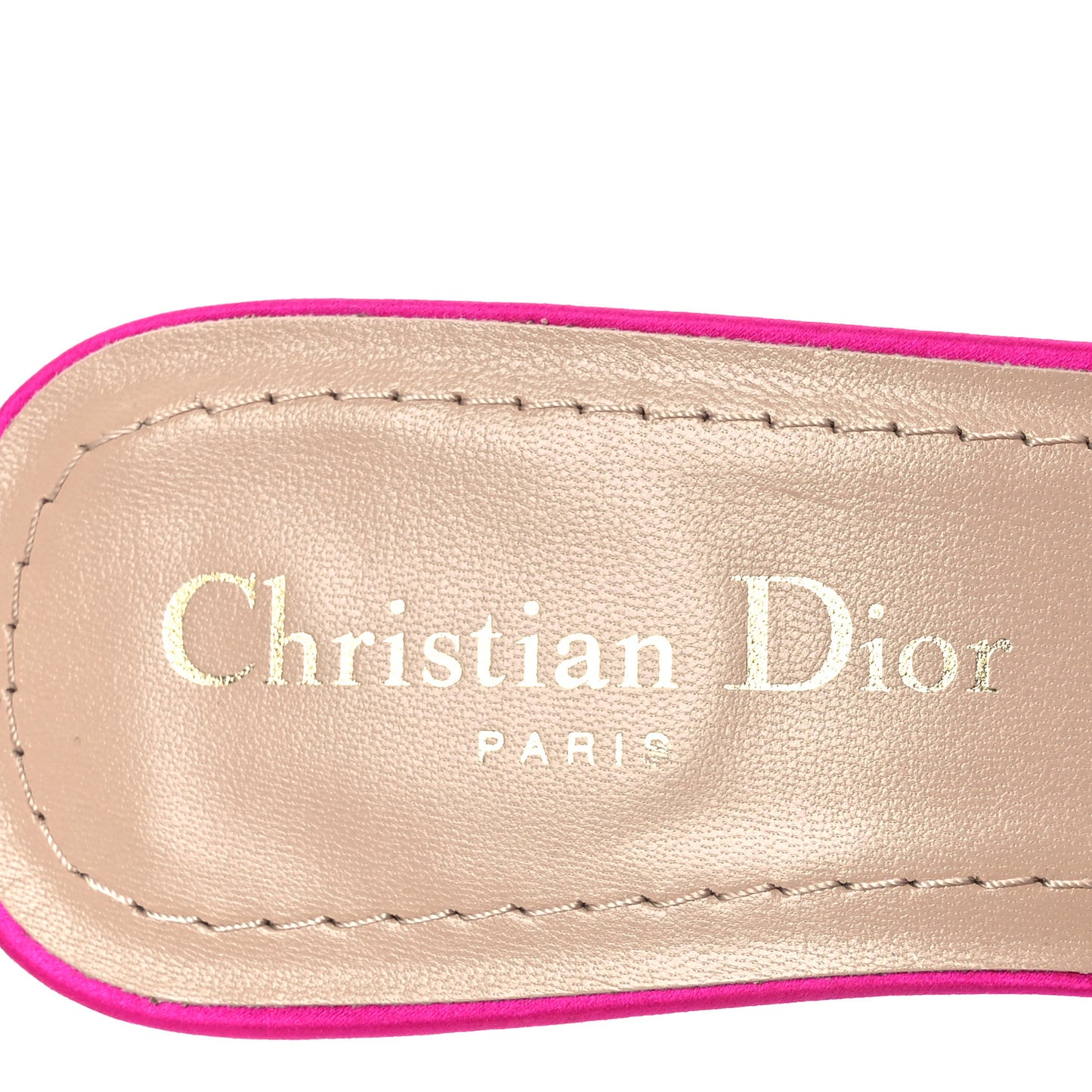 Satin Dioriviera Embroidered Dway 35mm Slide Sandals 37.5 Rani Pink