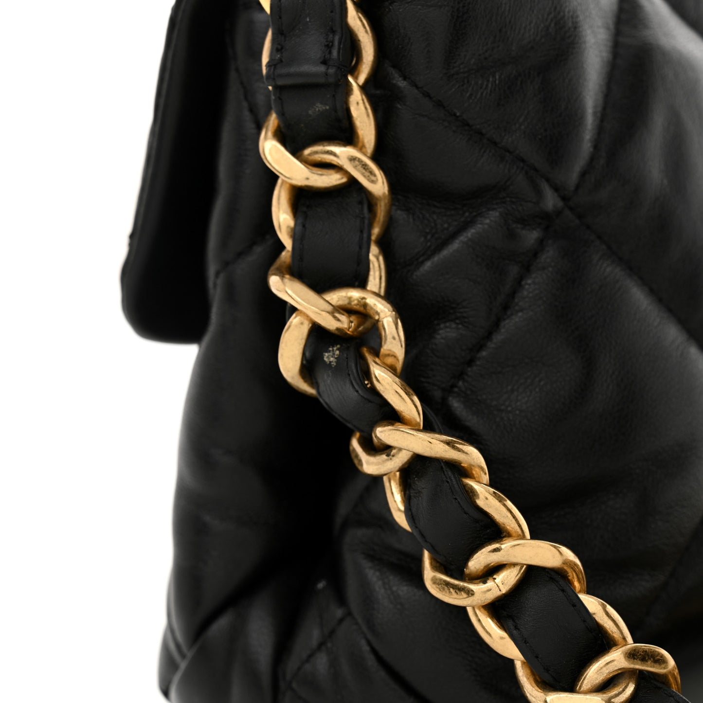 Lambskin Quilted Small Chain Top Handle Flap Black