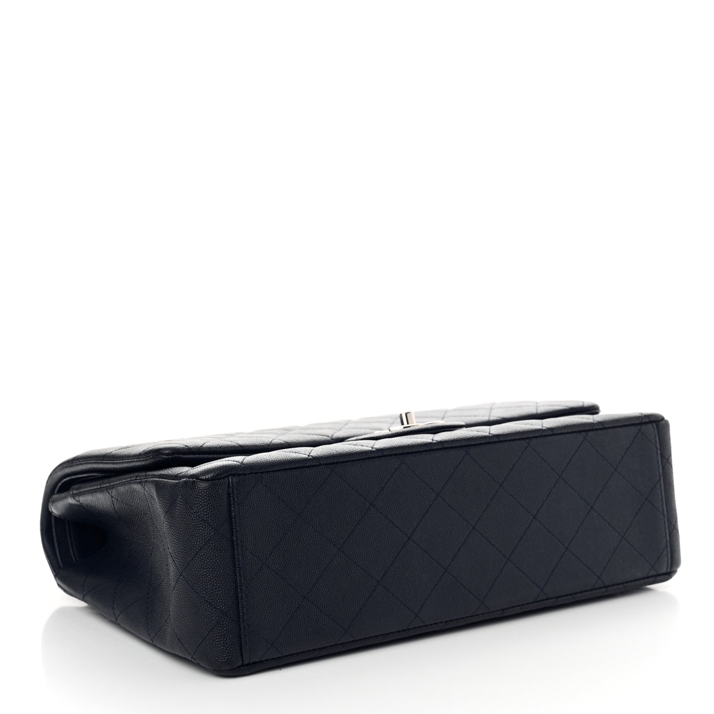 Caviar Quilted Maxi Double Flap Navy Blue