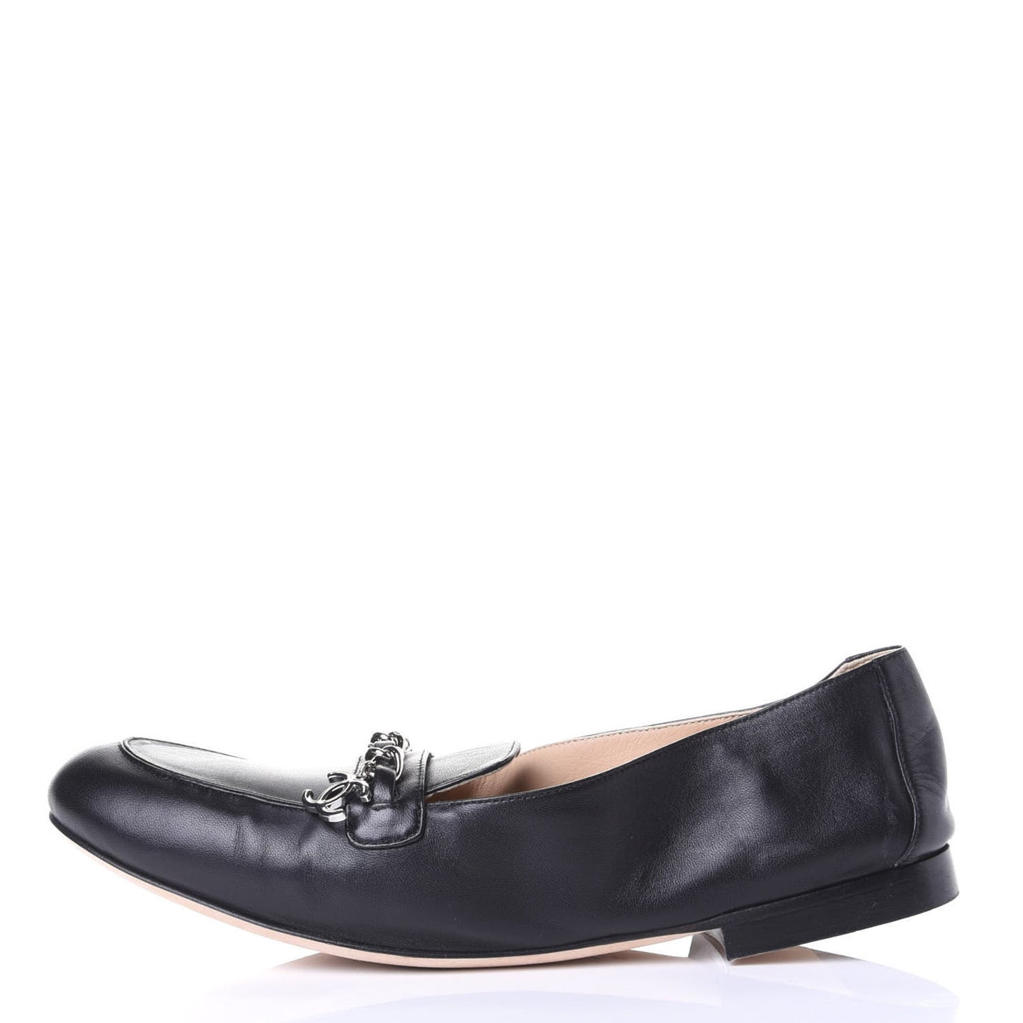 Lambskin CC Chain Mocassin Loafers 39.5 Black