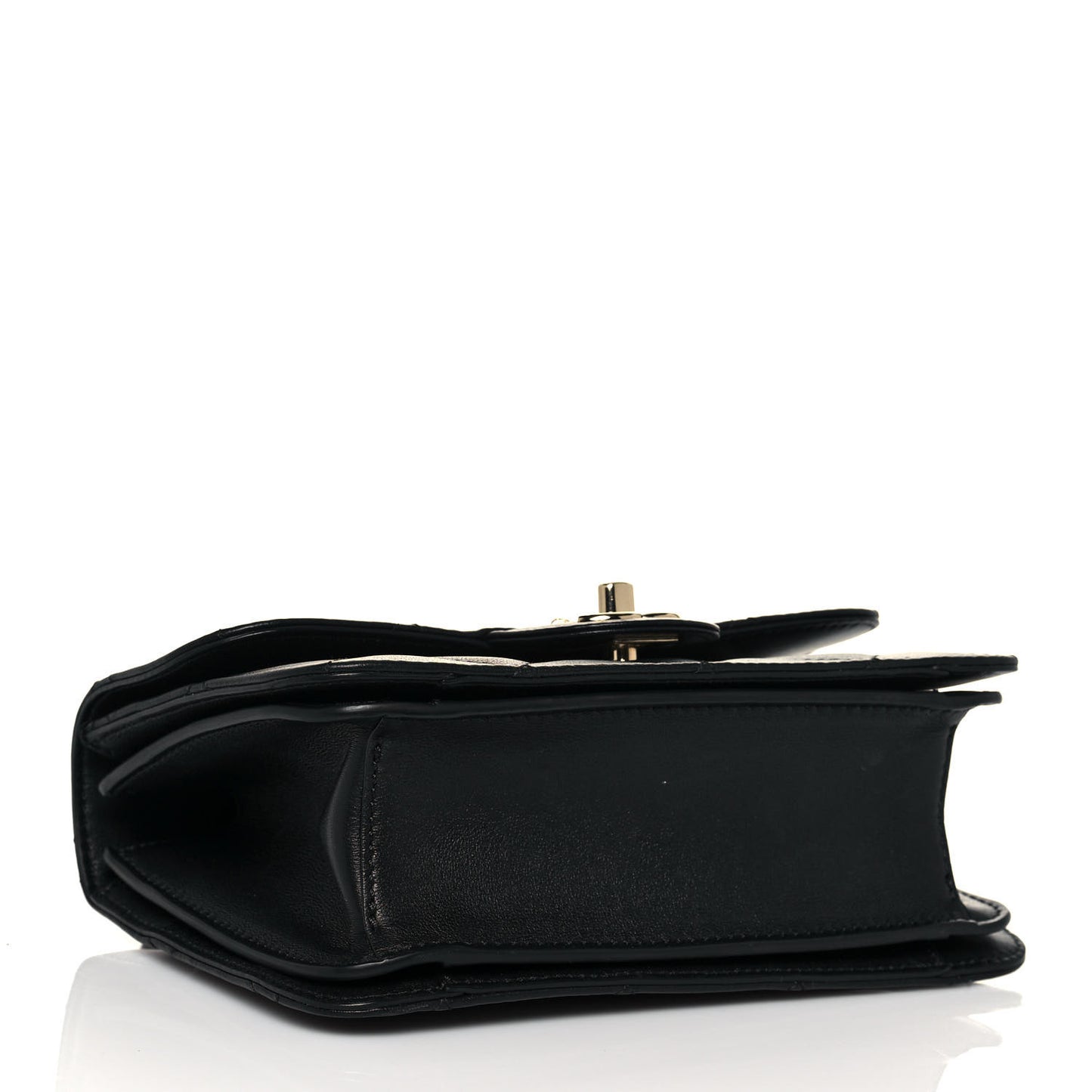 Calfskin Quilted Small Top Handle Flap Black