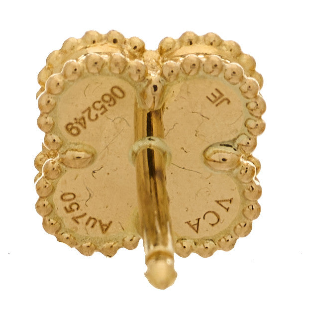 Van Cleef & Arpels 18K Yellow Gold Turquoise Sweet Alhambra Earrings 4 of 5