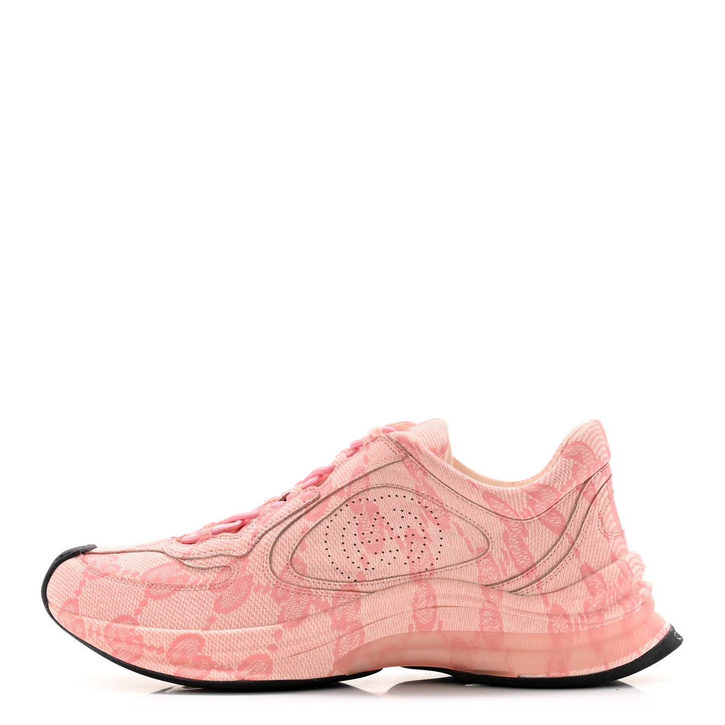 Ultralight Plume Calfskin Monogram Printed Womens Gucci Run Sneakers 39 Pale Pink