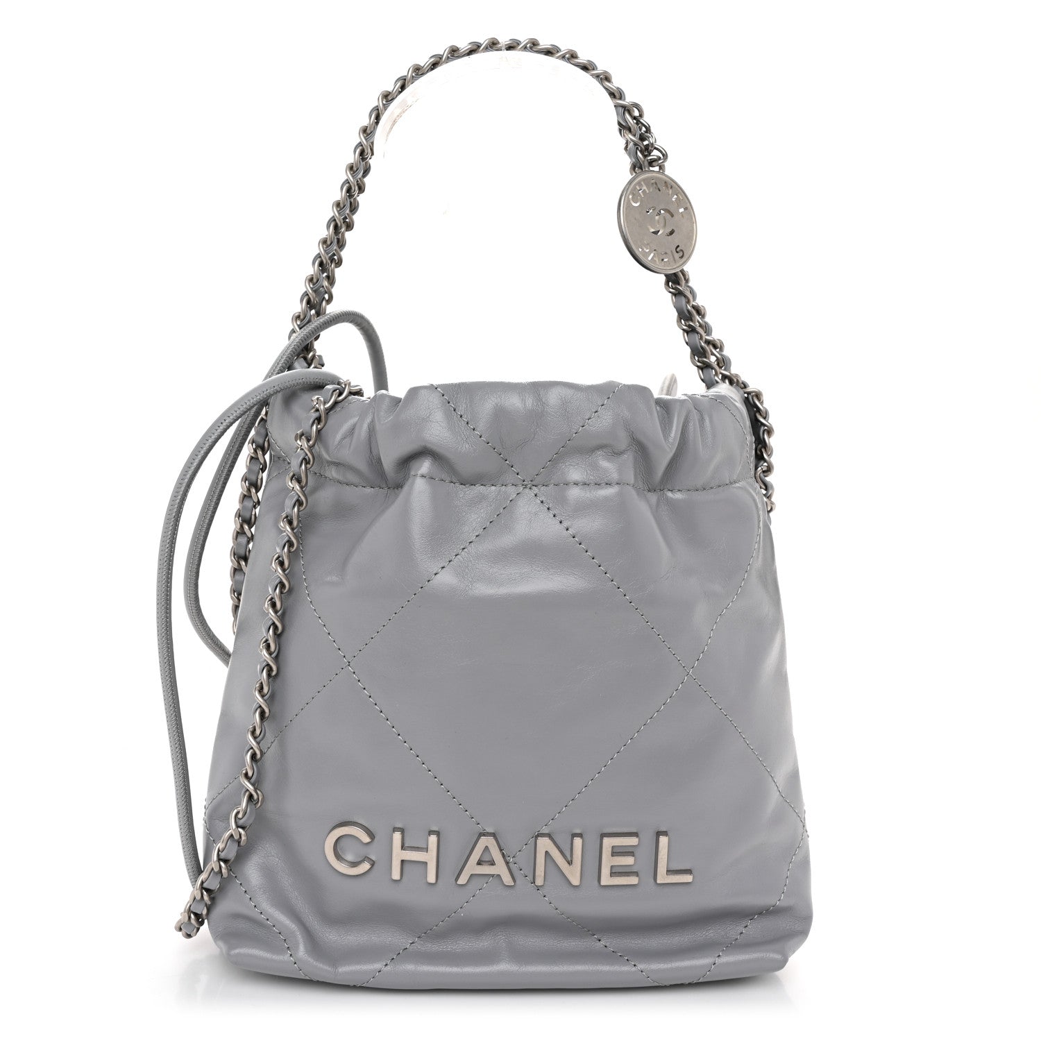Chanel Shiny Calfskin Quilted Mini Chanel 22 Grey 1 of 10