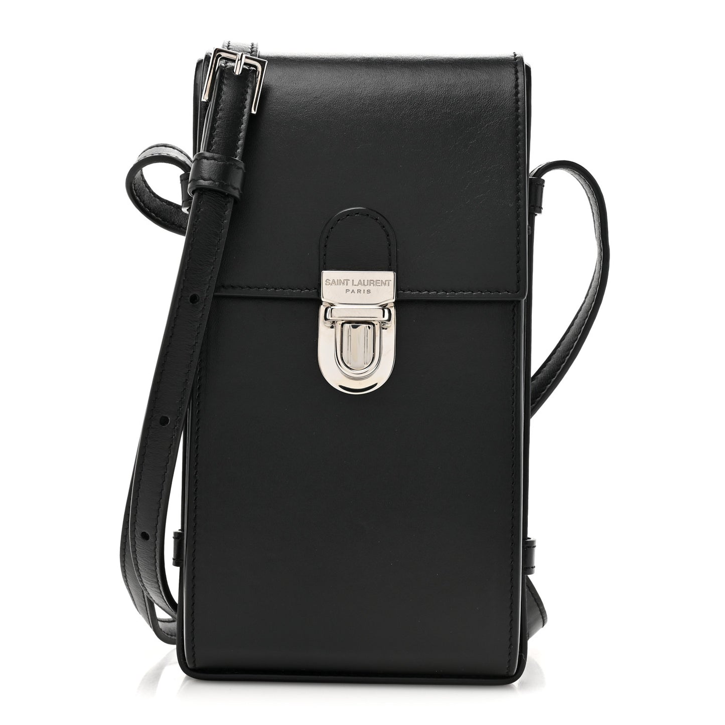 Calfskin Phone Holder Crossbody Black
