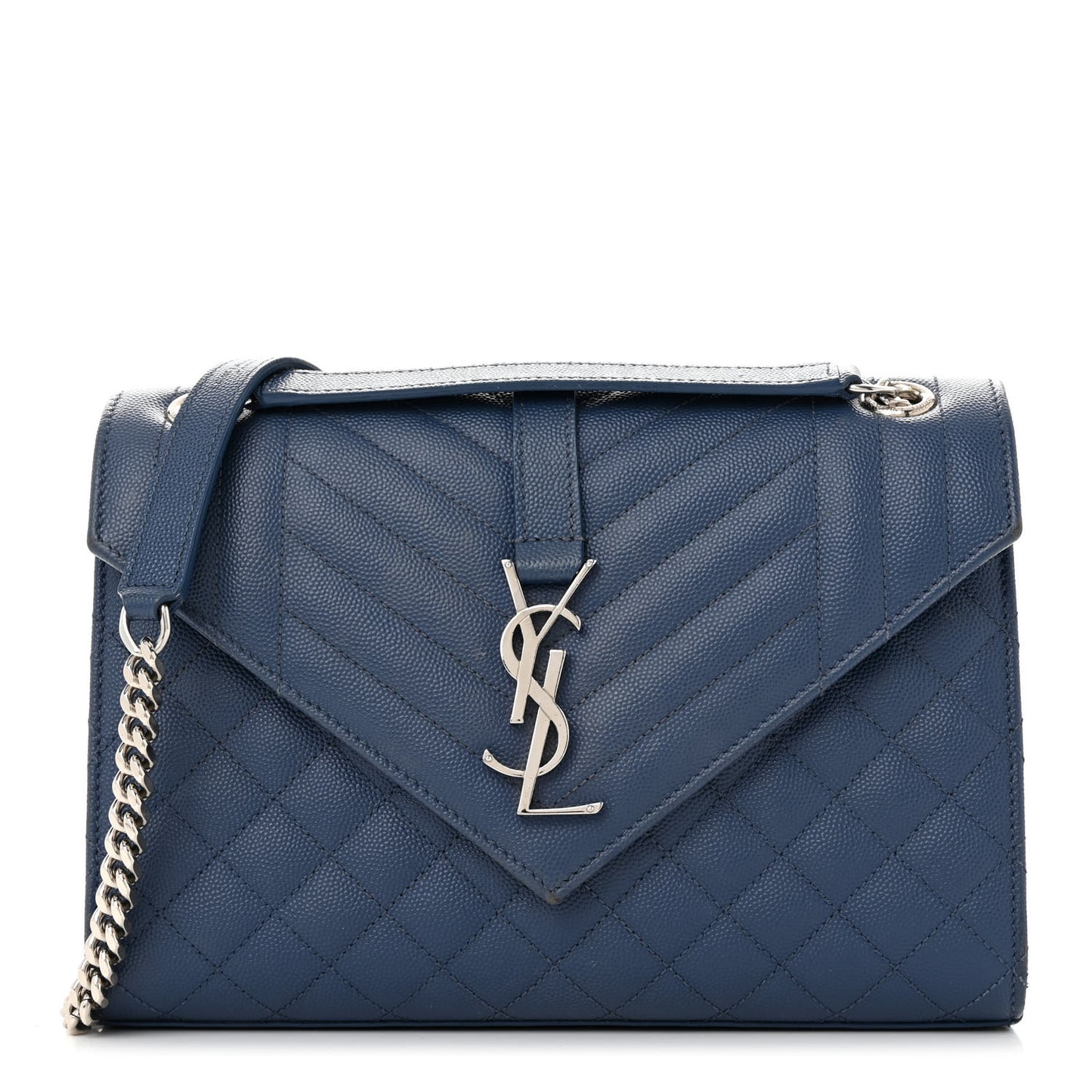Grain De Poudre Textured Mixed Matelasse Triquilt Medium Monogram Satchel Deep Marine