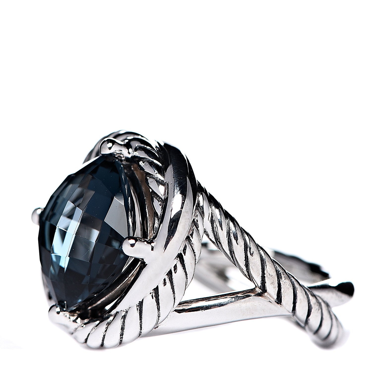 David Yurman Sterling Silver Hampton Blue Topaz 11mm Infinity Ring 52 6 3 of 5