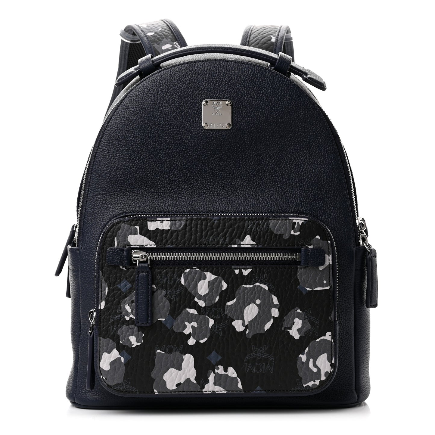 Calfskin Visetos Floral Leopard Klassik Small Stark Backpack Blue Black