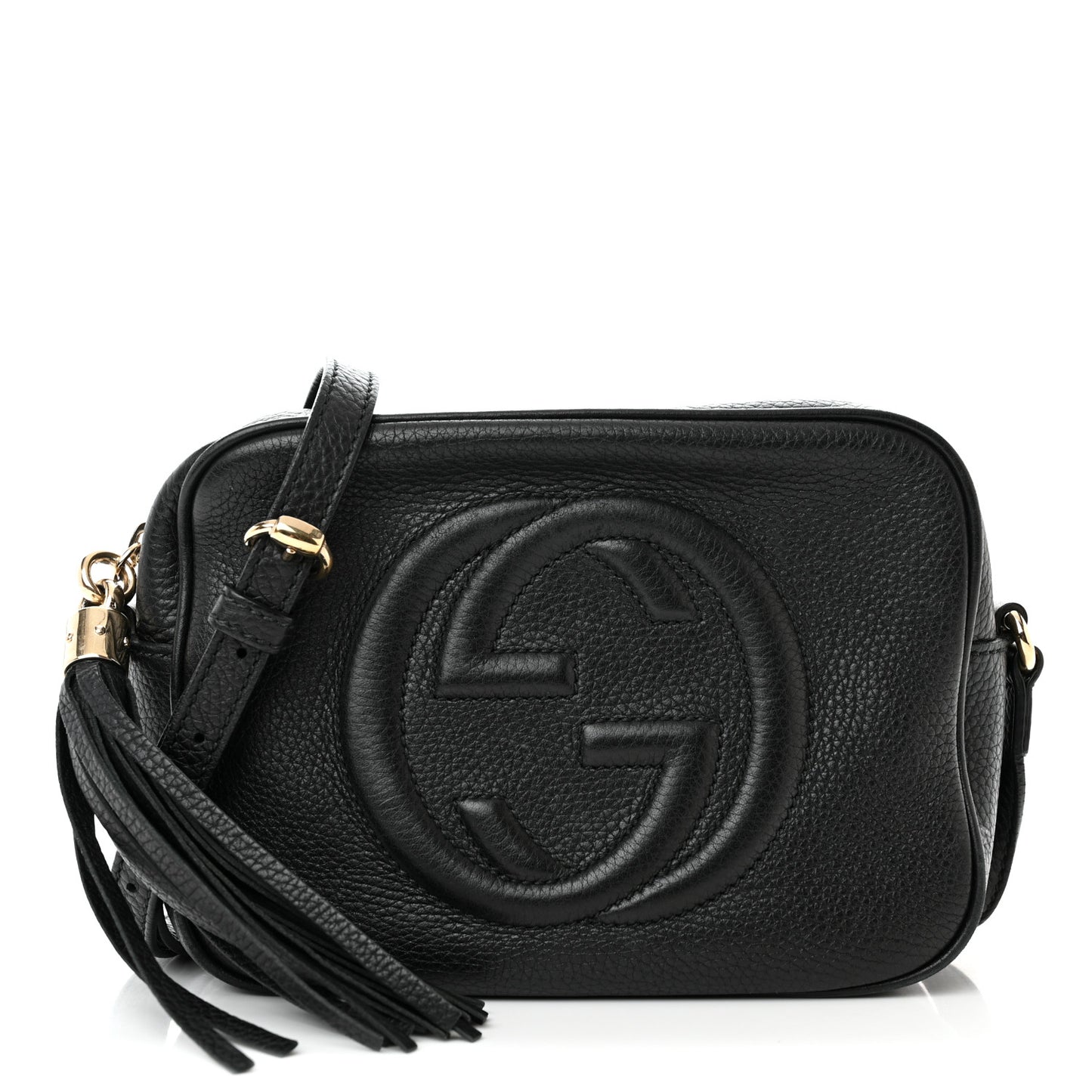 Pebbled Calfskin Small Soho Disco Bag Black