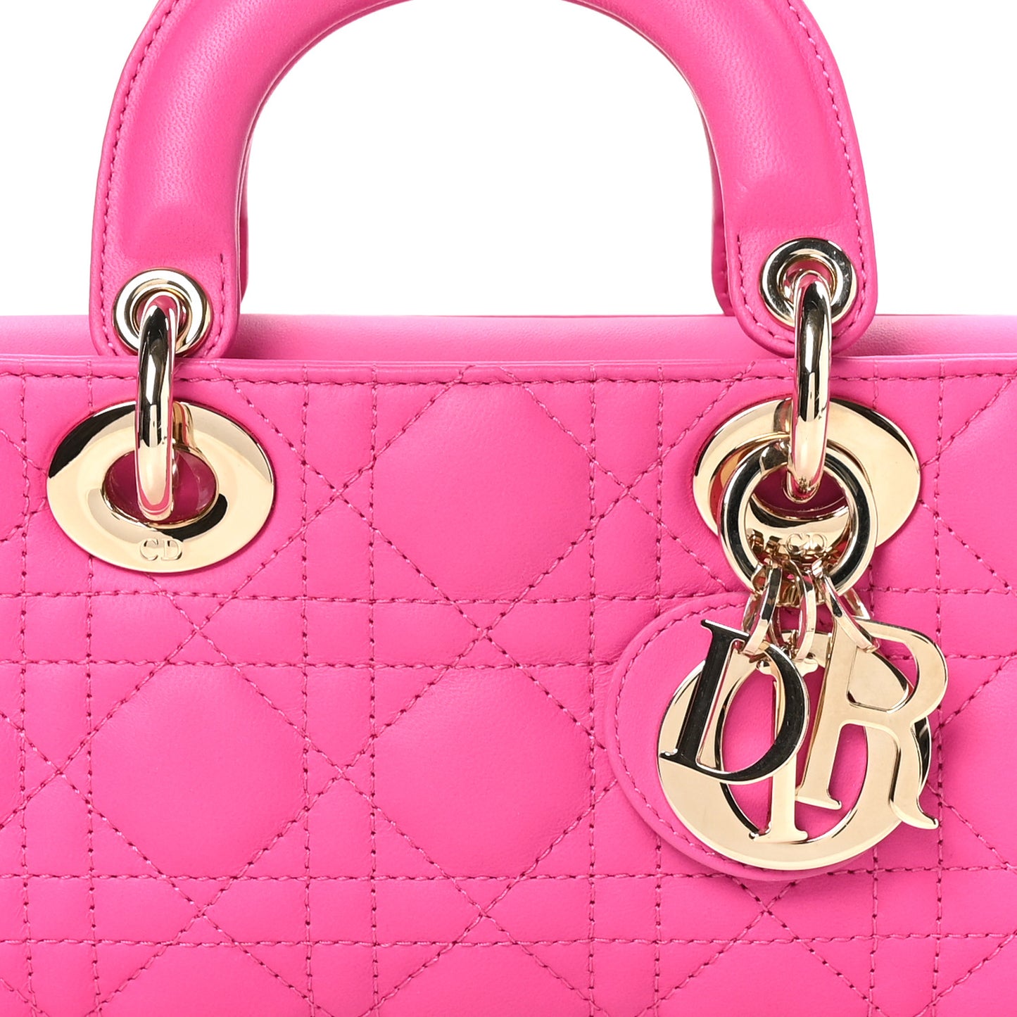 Lambskin Cannage Small Lady D-Joy Fuchsia