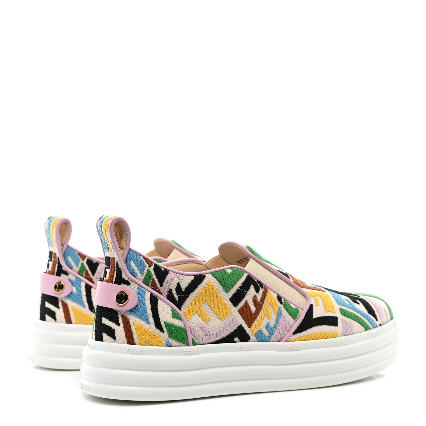 X SARA COLEMAN Canvas FF Vertigo Embroidered Womens Rise Slip On Sneakers 36 Grezzo Multicolor