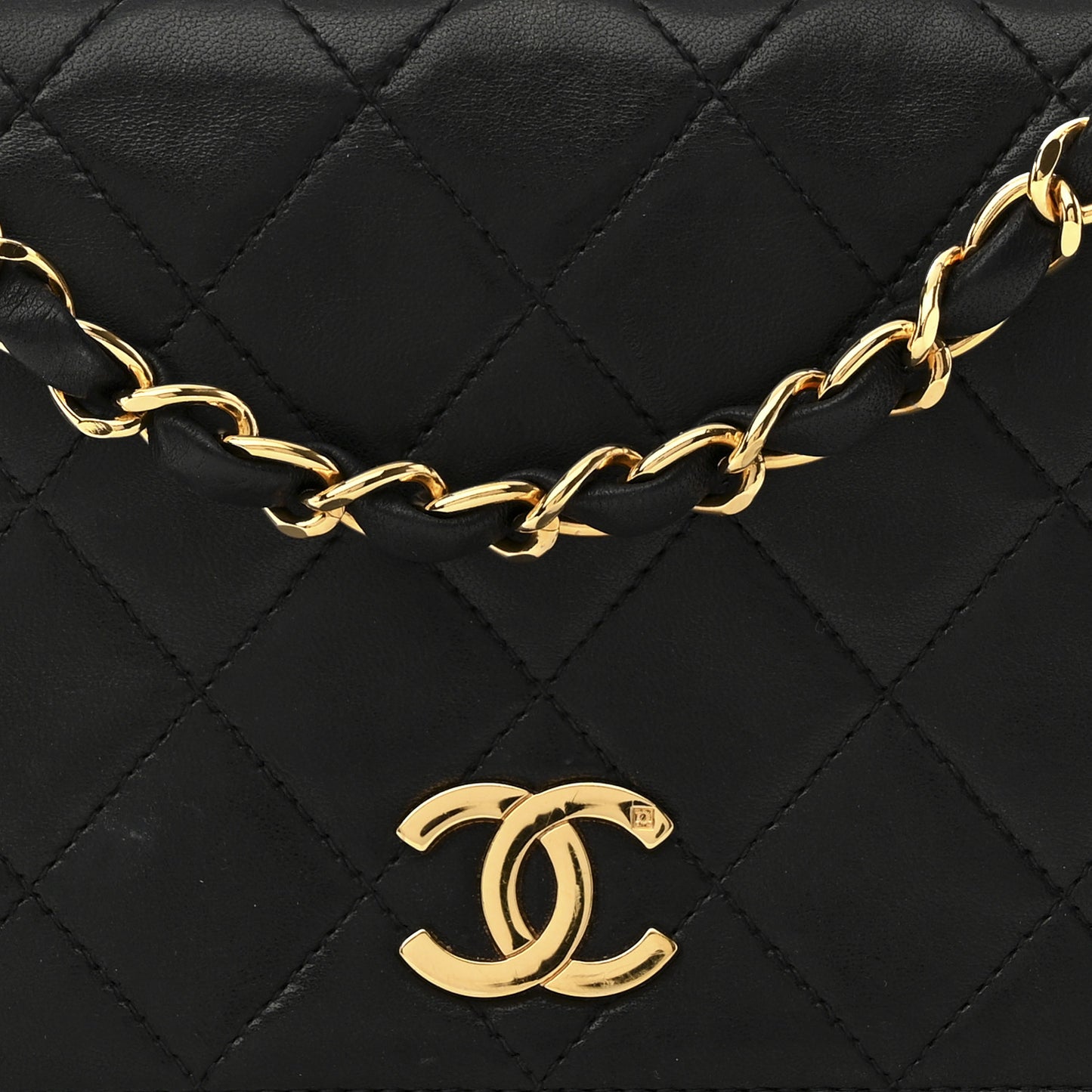 Lambskin Quilted Small Single Flap Bag Black