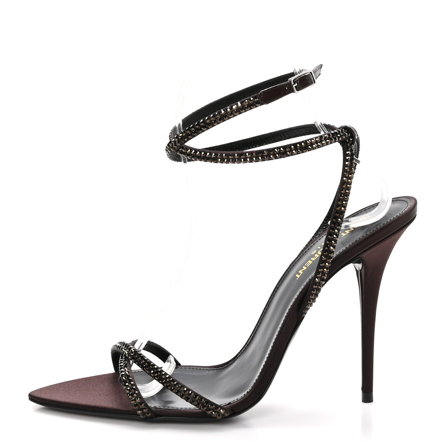 Satin Crystal Ava 105 Sandals 38.5 Amaranth