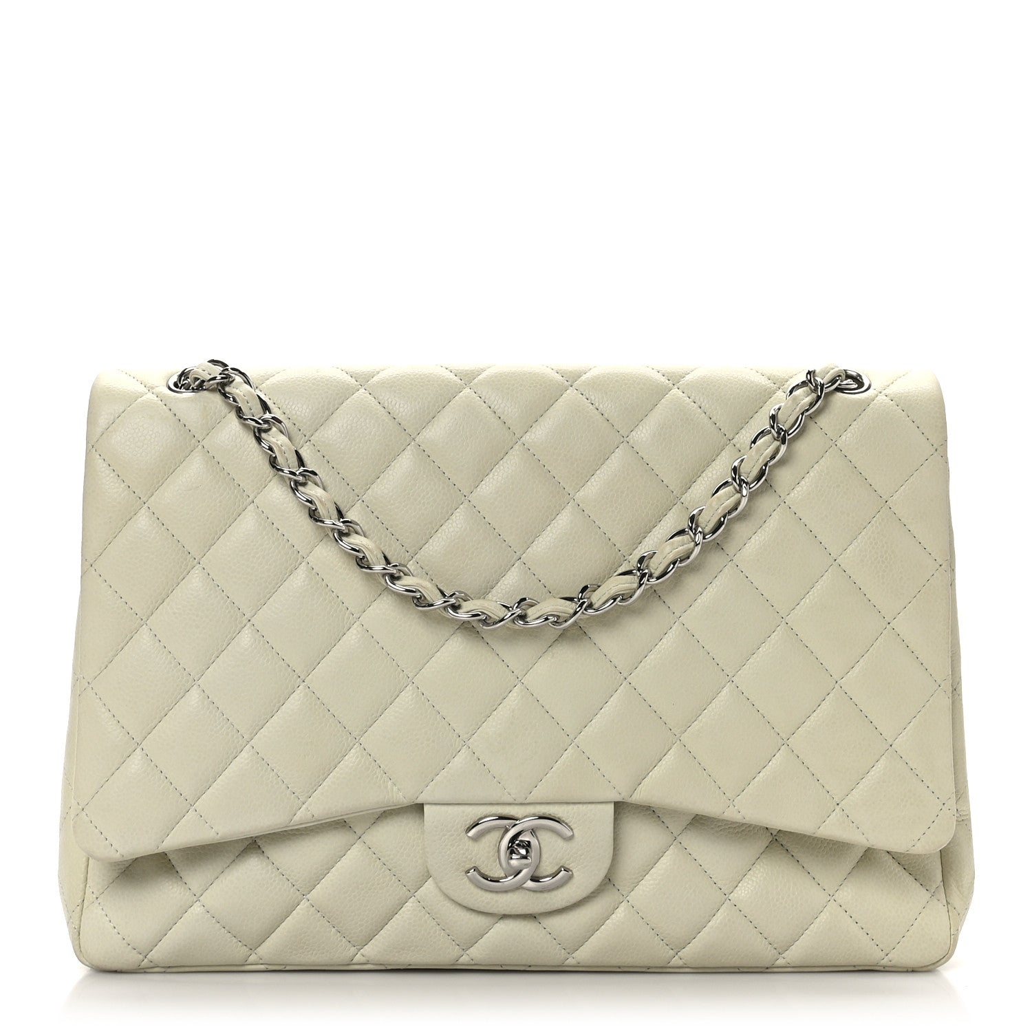 Chanel Caviar Quilted Maxi Double Flap Light Green 1 of 9