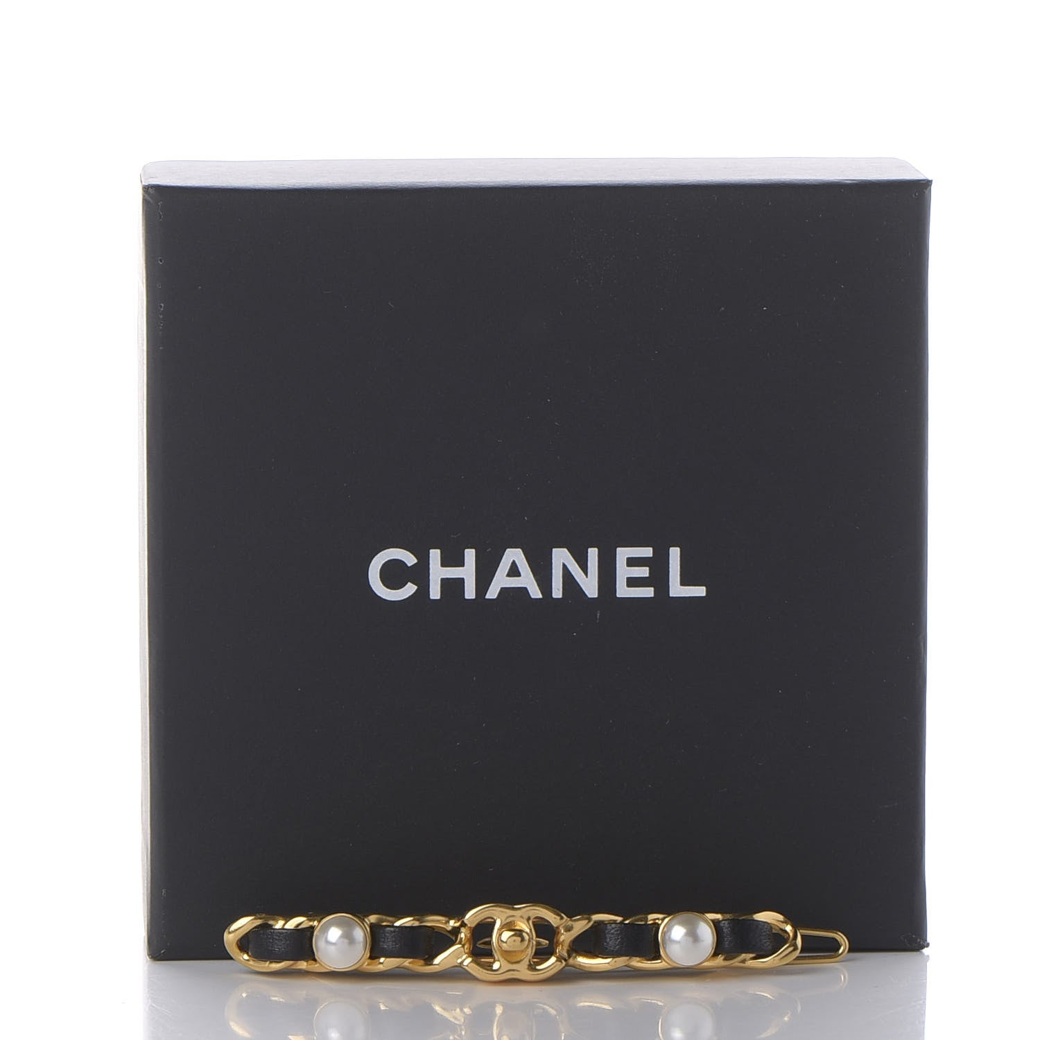 Chanel Pearl Lambskin CC More Is More Hair Clip Black Gold 4 of 4