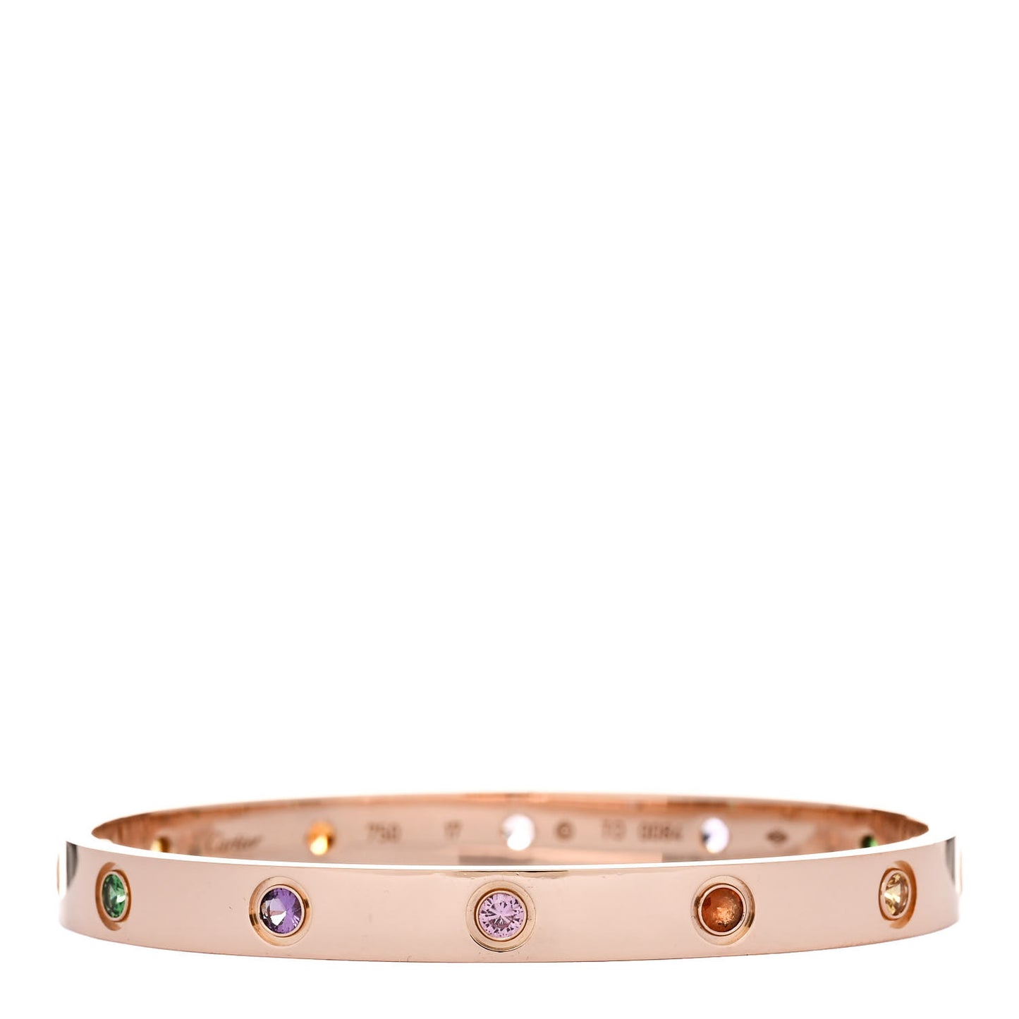 18K Pink Gold Sapphire Garnet Amethyst LOVE Bracelet 17