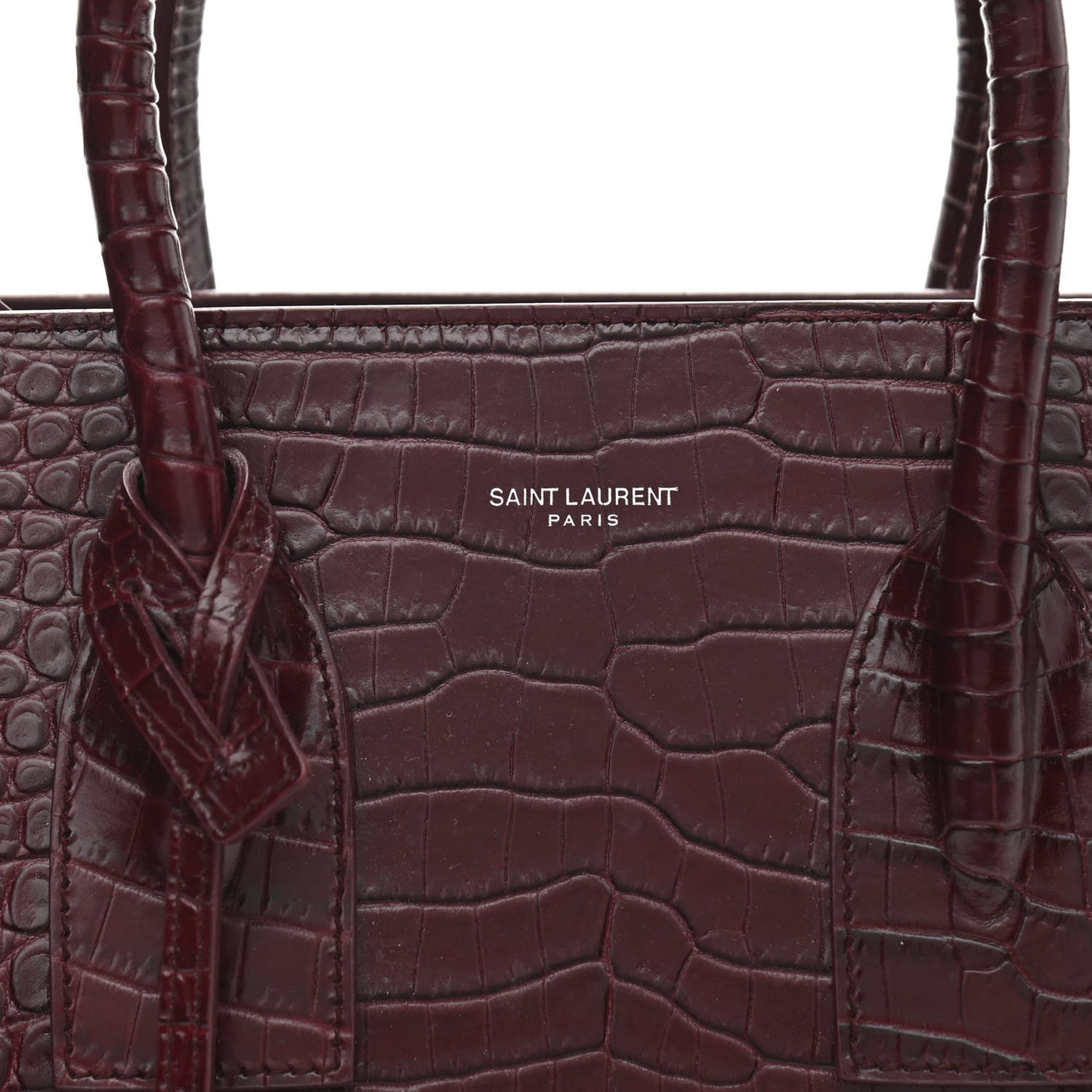 Calfskin Crocodile Embossed Small Sac de Jour Wine