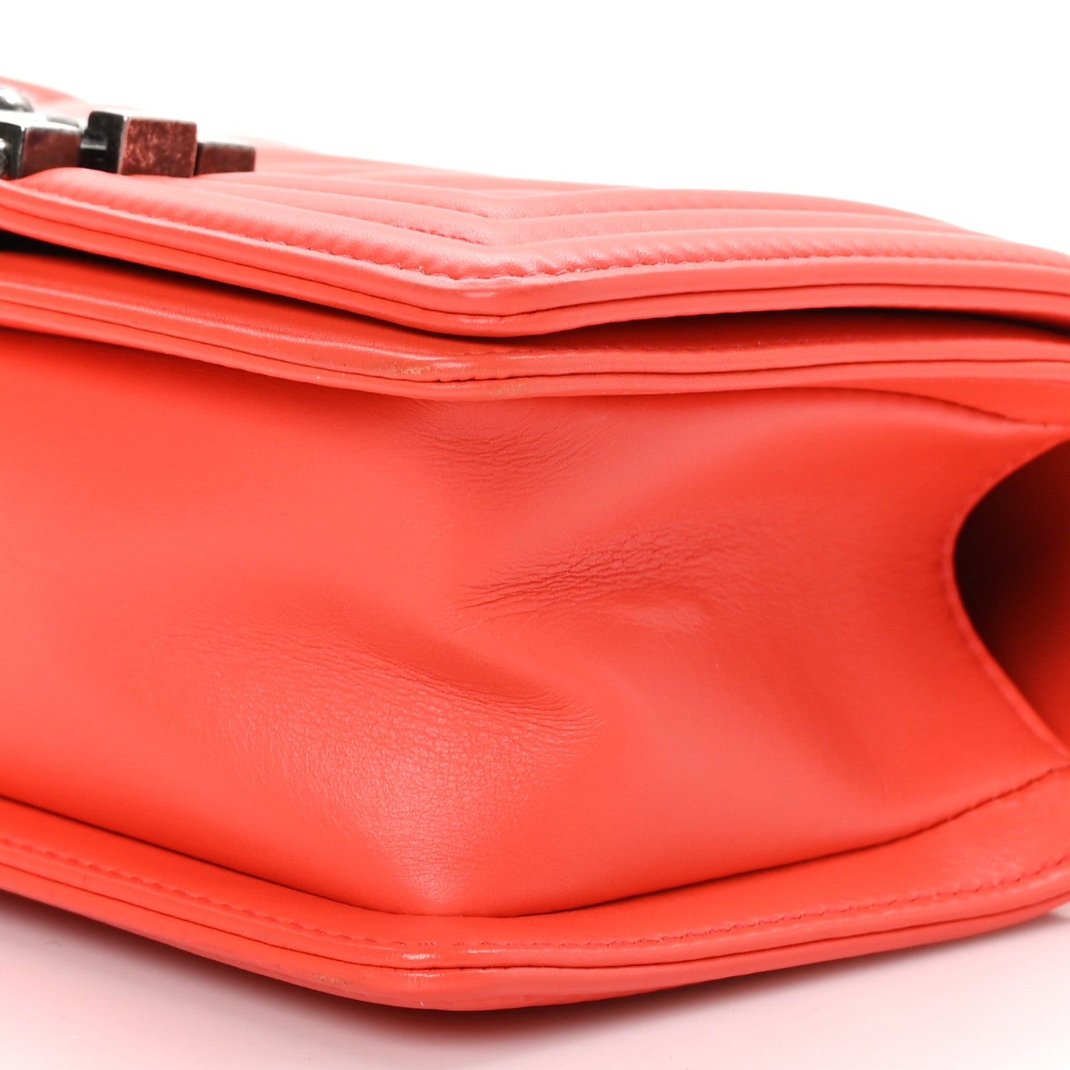 Chanel Calfskin Chevron Quilted Small Boy Flap Coral 10 of 10