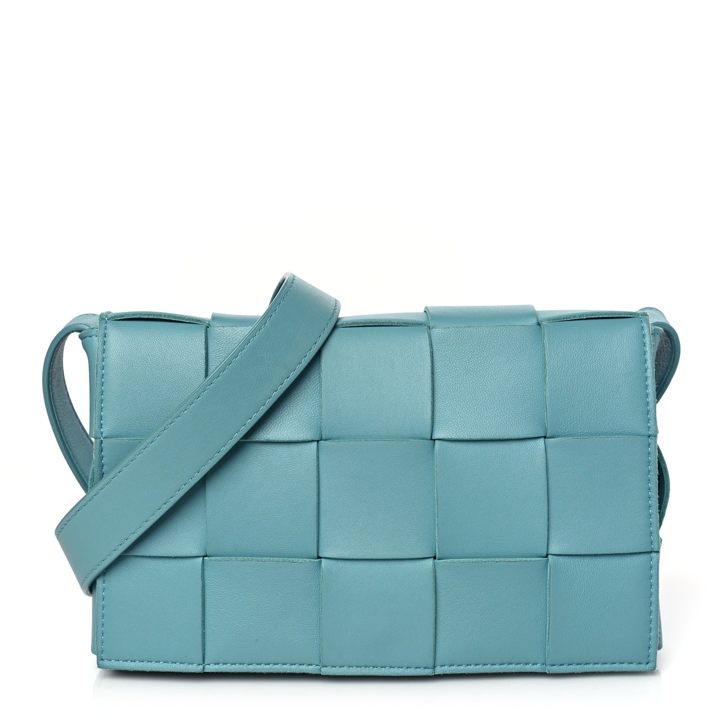 Lambskin Maxi Intrecciato Small Cassette Crossbody Bag Mermaid