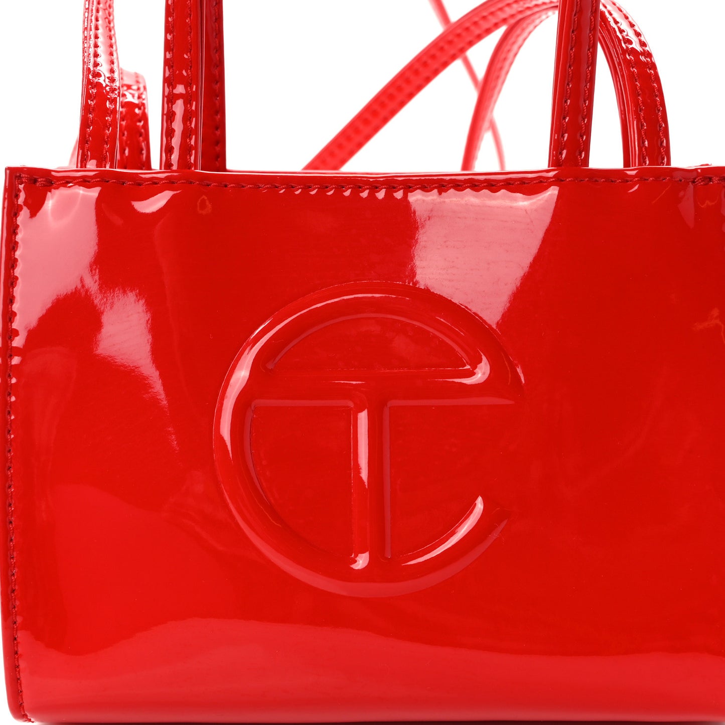 Patent Vegan Leather Small Shopping Bag Red