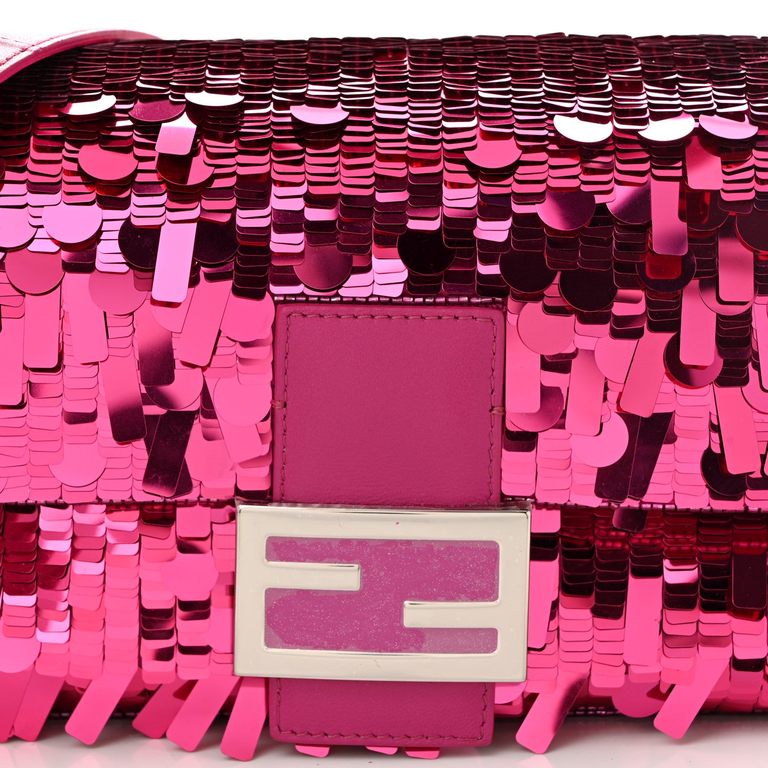 Fendi Sequin Paillettes Shiny Nappa Sex and the City Baguette Fuchsia Magenta 8 of 10