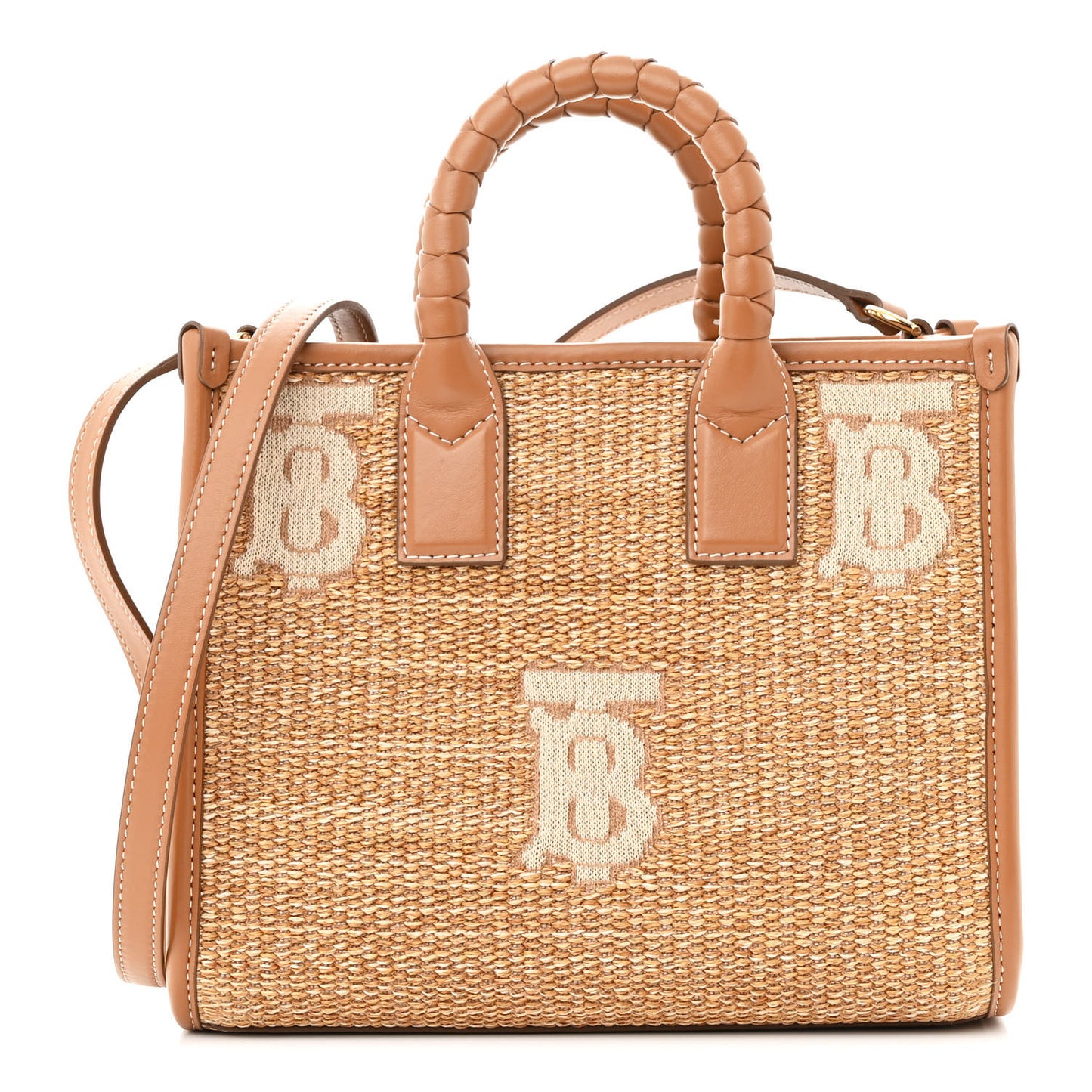 Raffia Calfskin Mini Freya Tote Natural