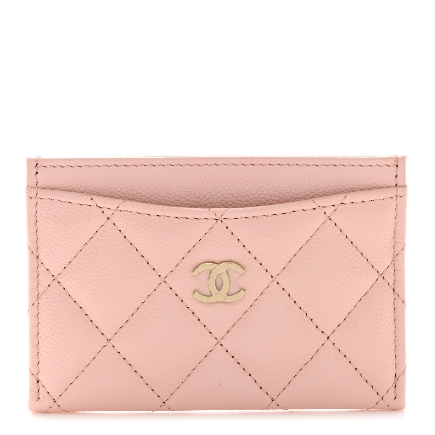 Caviar Quilted Card Holder Light Pink