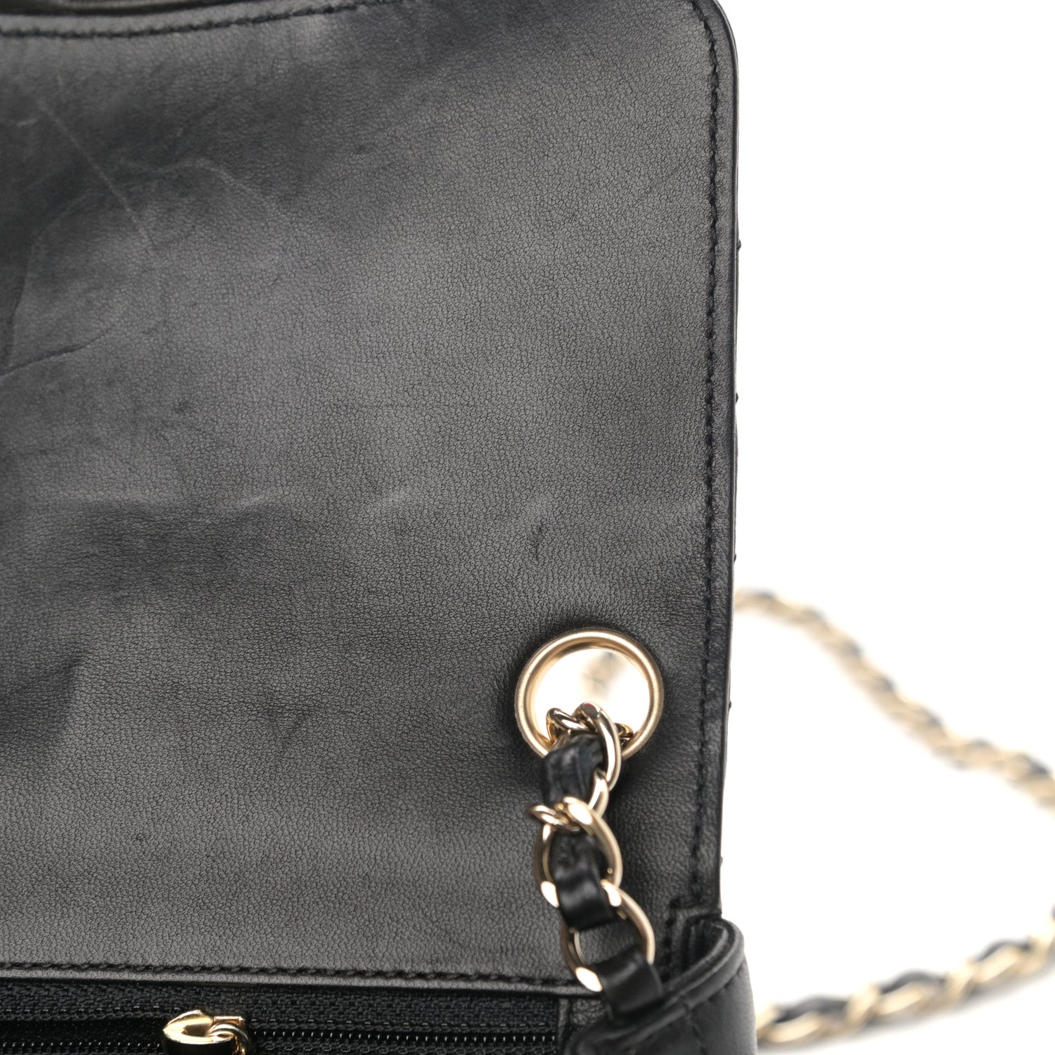 Chanel Lambskin Chevron Quilted Mini Square Flap Black 14 of 15