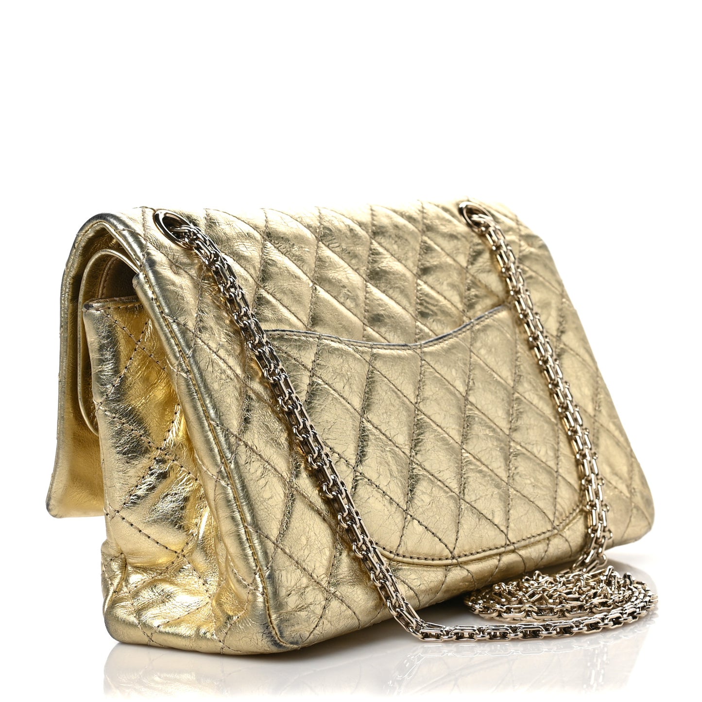 Metallic Aged Calfskin Quilted 2.55 Reissue 226 Flap Gold