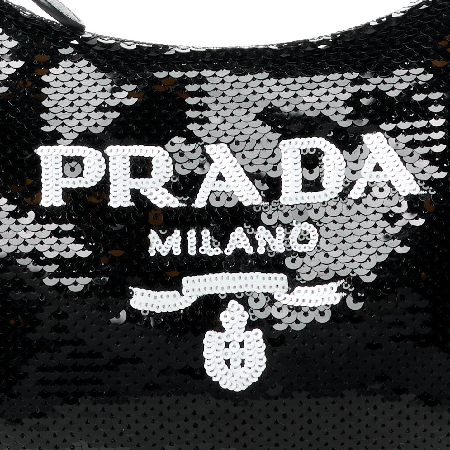 Paillettes Sequin Mini Re-Edition 2000 Bag Black White