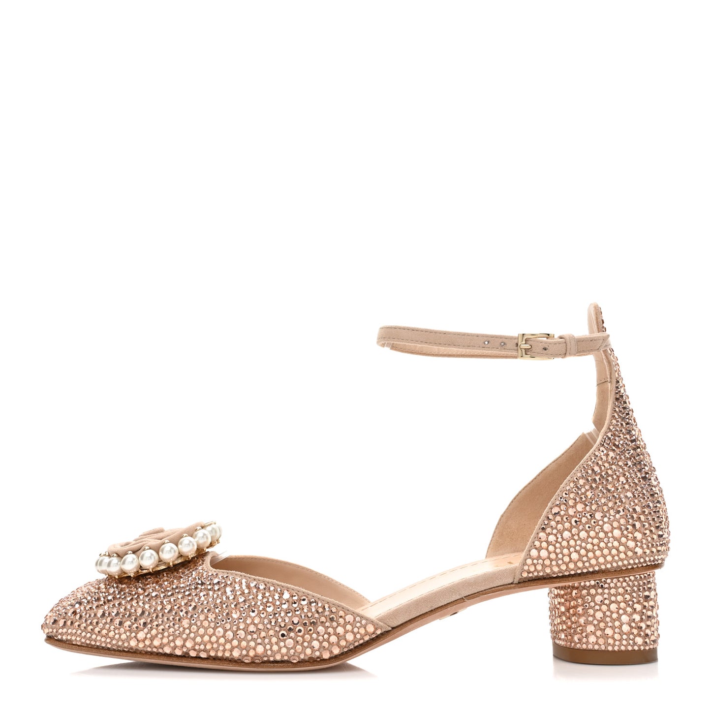 Suede Calfskin Strass Pearl Dior Rose Pumps 38