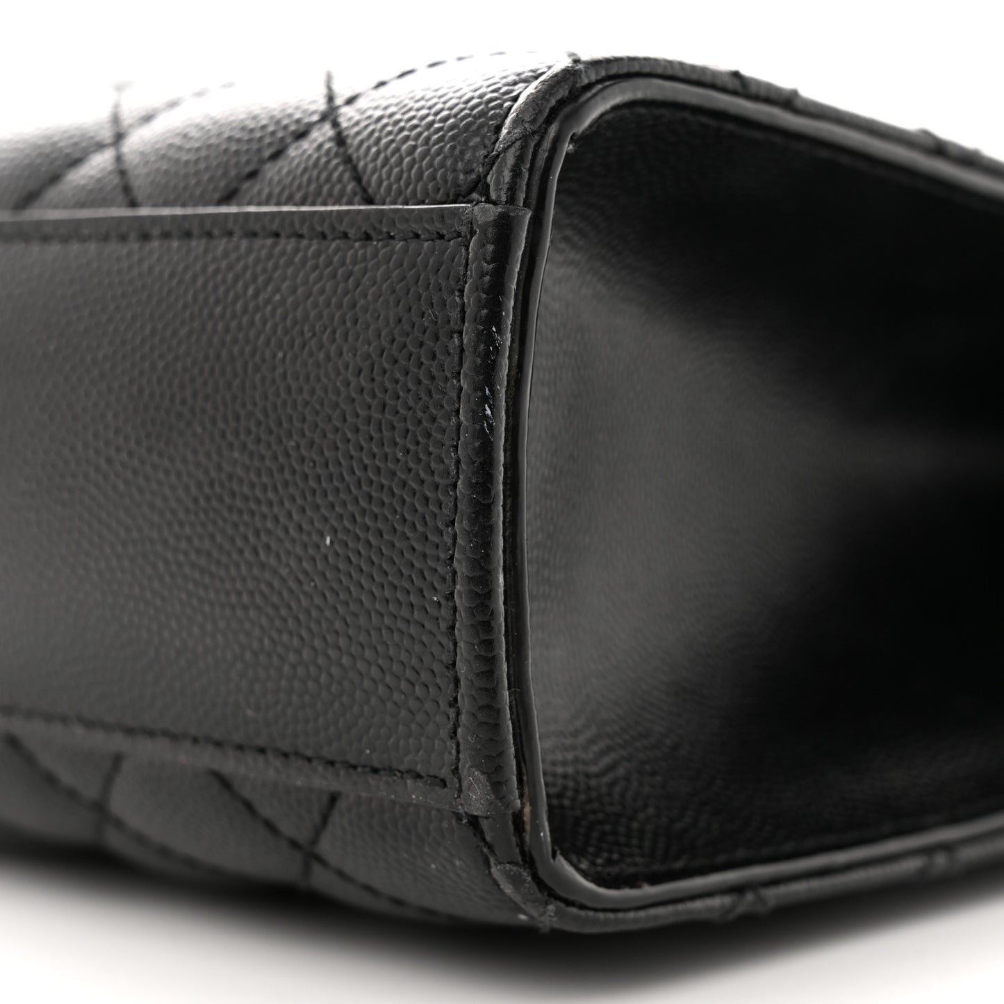 Grain De Poudre Textured Mixed Matelasse Large Triquilt Monogram Monochrome Satchel Black