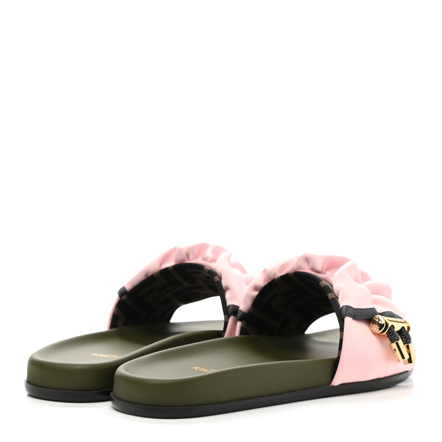 Satin Fendi Feel Slide Sandals 35.5 Pink