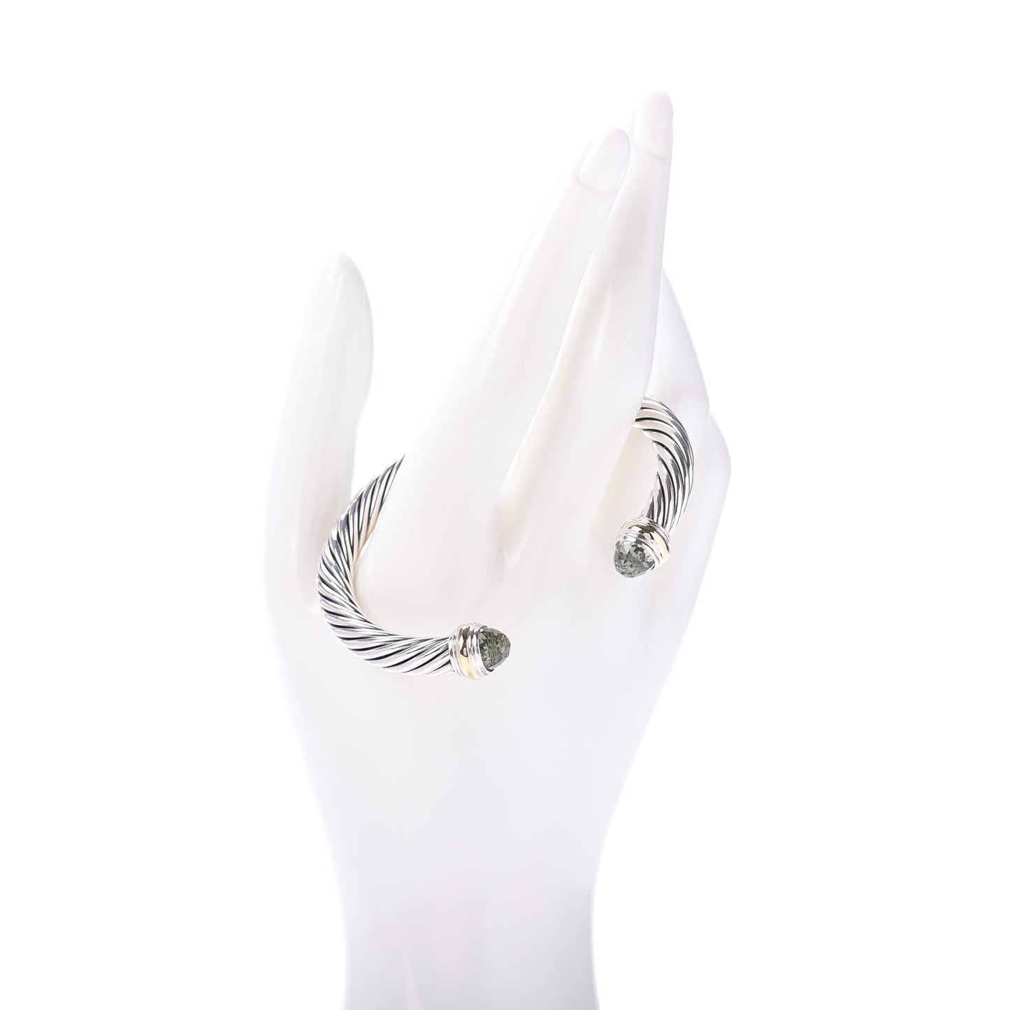 Sterling Silver 14K Yellow Gold Prasiolite 7mm Cable Classics Bracelet