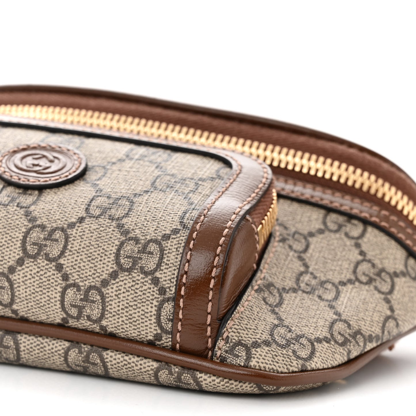 GG Supreme Monogram Textured Calfskin Retro Interlocking G Belt Bag Beige Ebony Brown Sugar